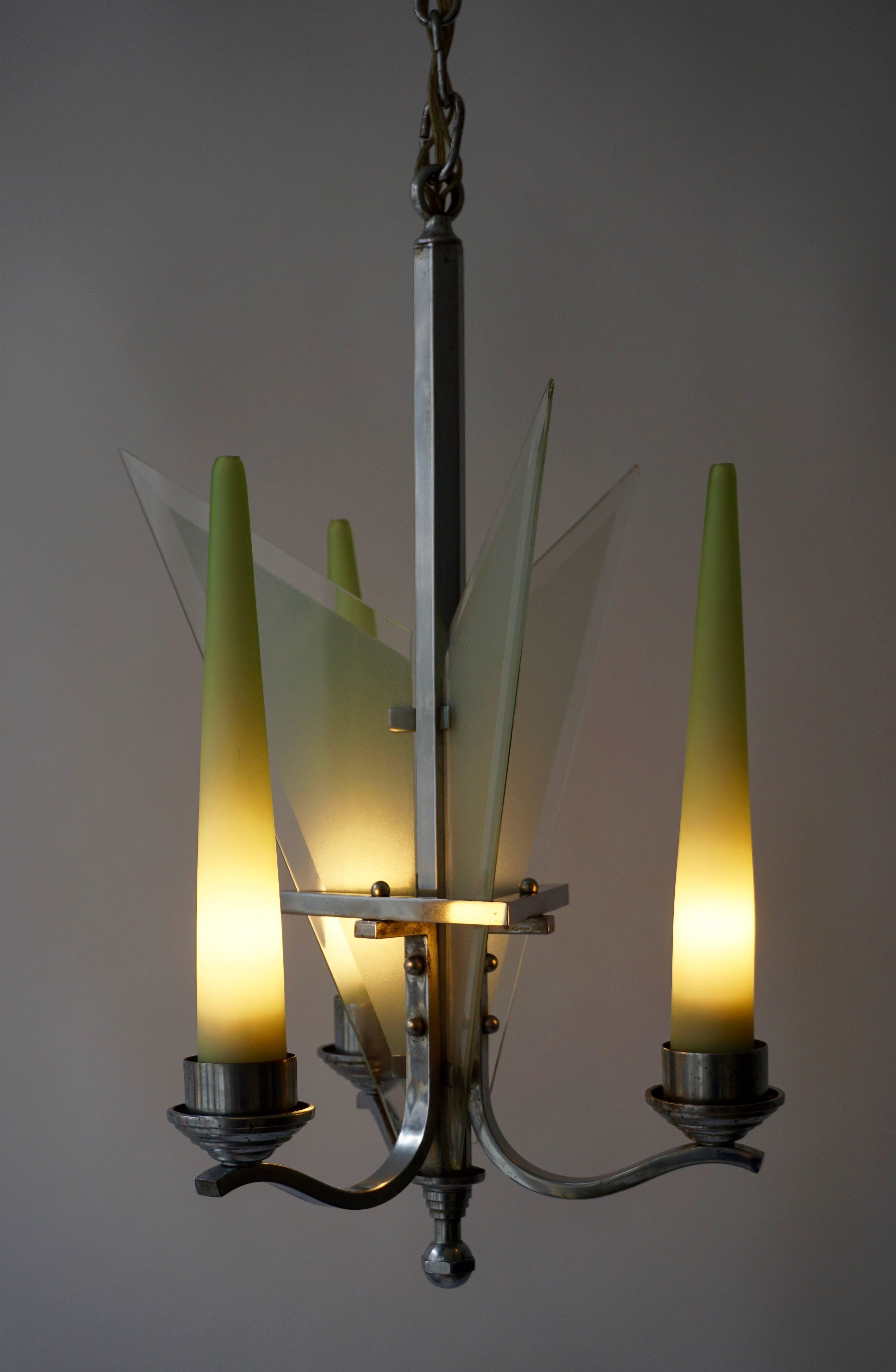 Art Deco Glass Chandelier 3