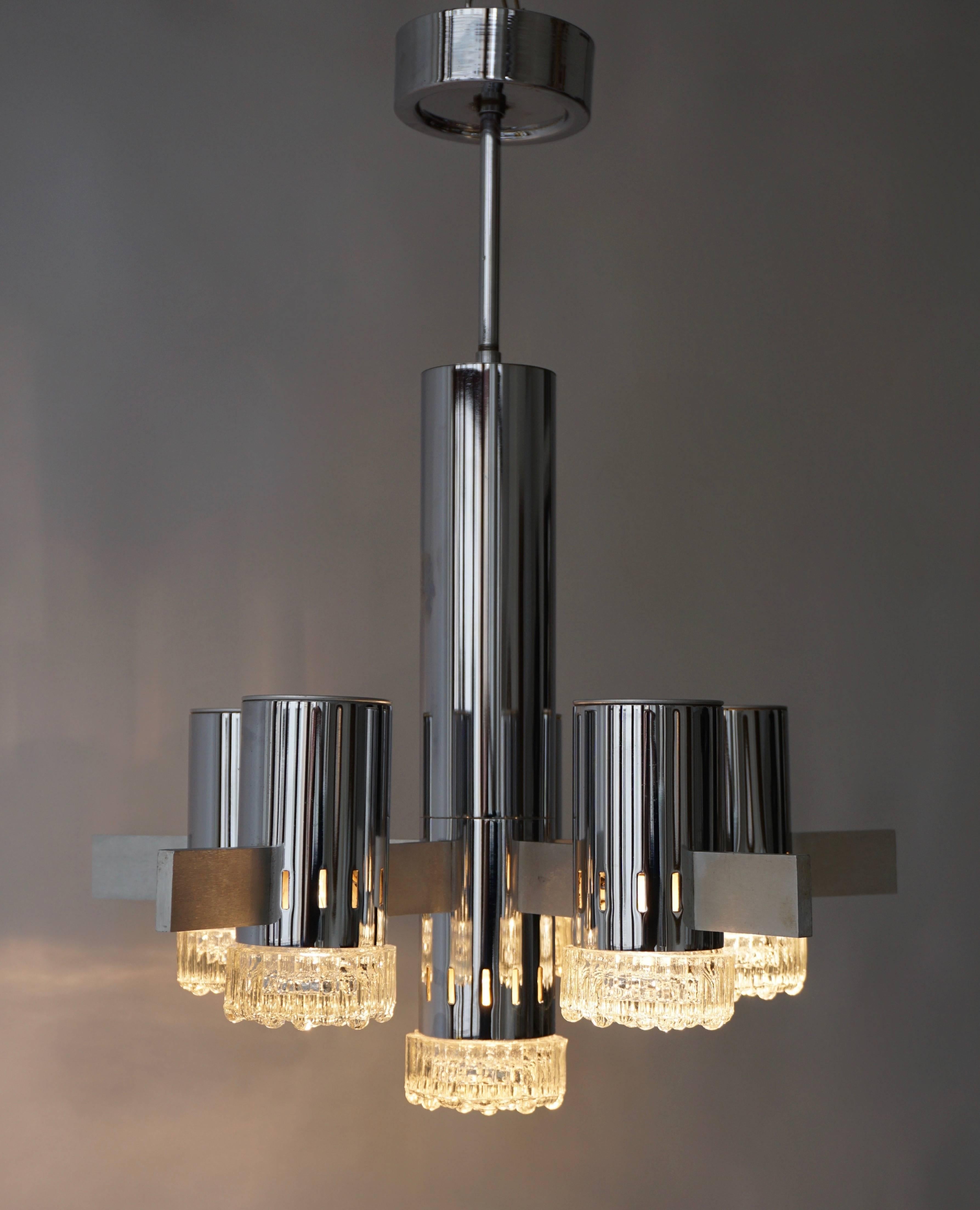 Gaetano Sciolari Geometric Chrome Chandelier In Good Condition For Sale In Antwerp, BE