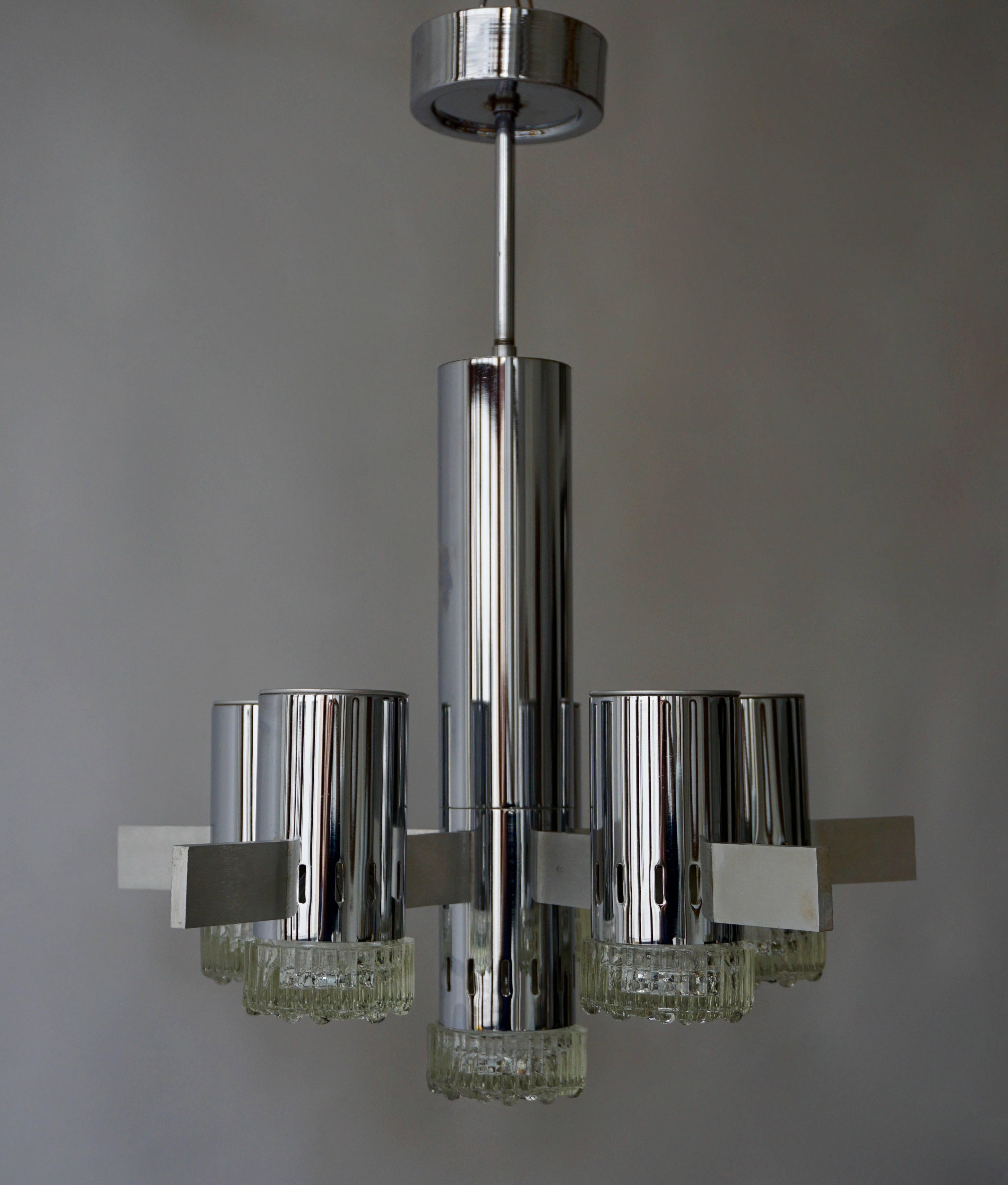 Cromo Gaetano Sciolari Geometric Chrome Chandelier in vendita