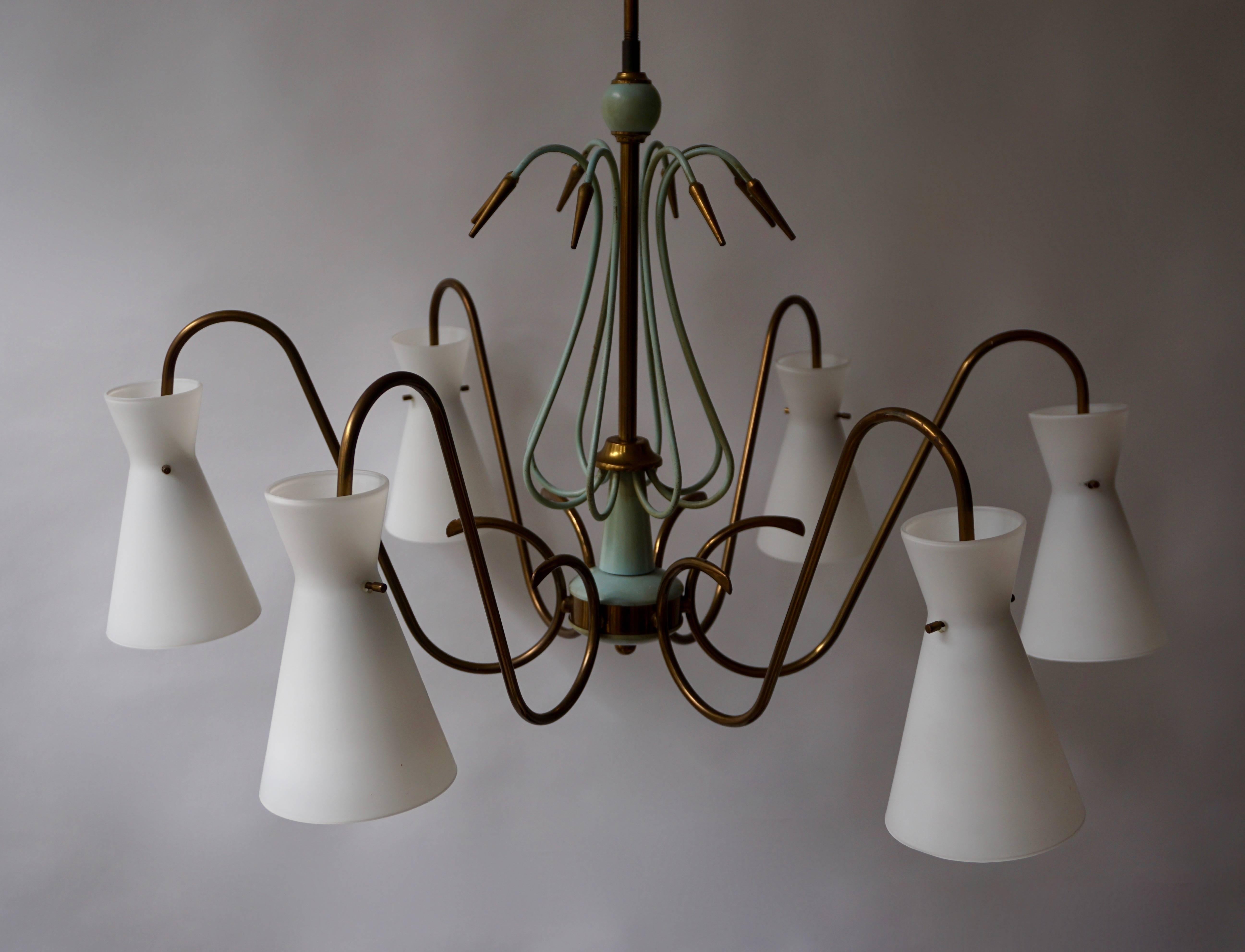 20th Century Italian Chandelier in the Style of Guglielmo Ulrich For Sale