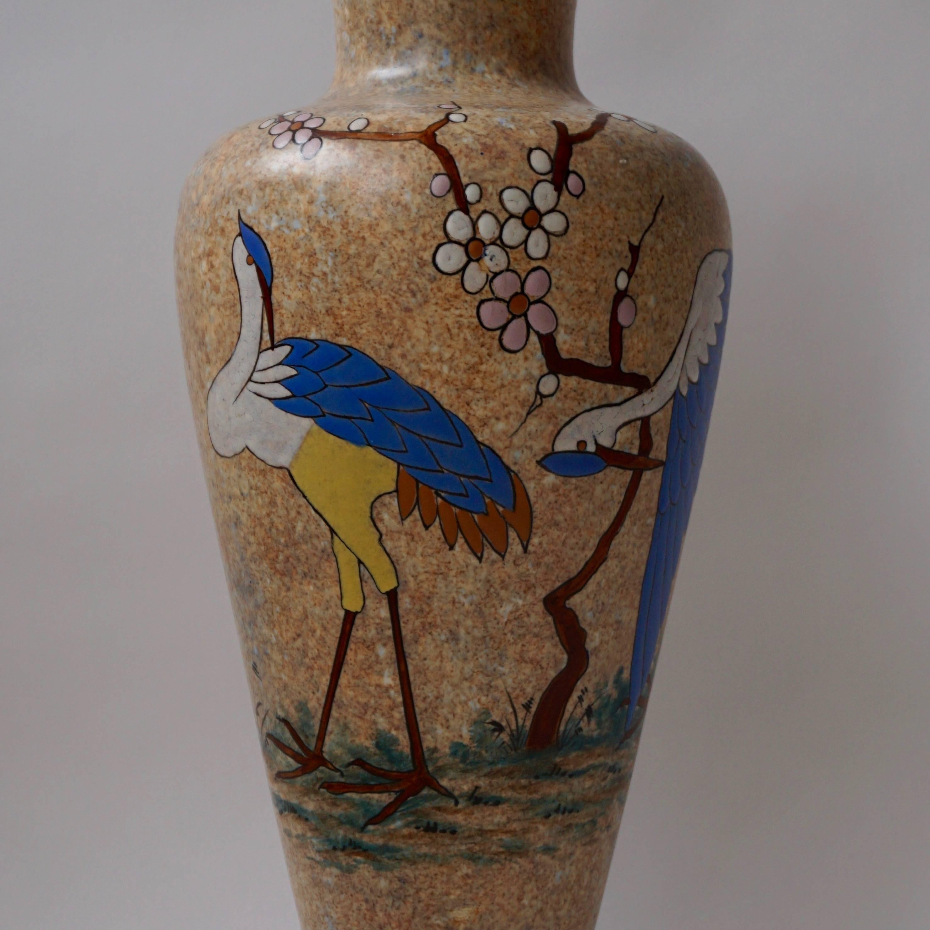 Hand-painted modernist vase, signed by the Belgian artist A. Dubois.
Height:53 cm.
Diameter:20 cm.