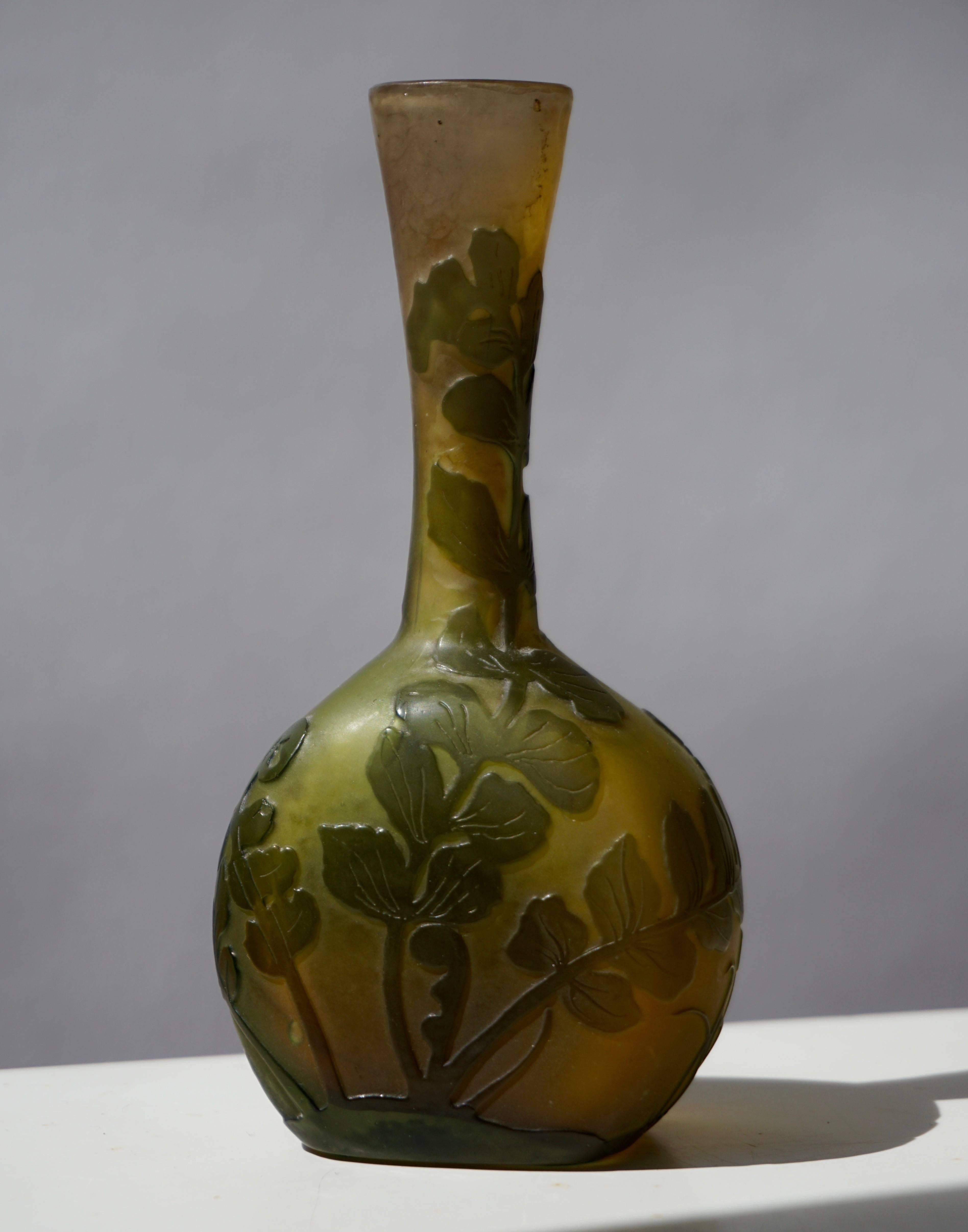 Emile Gallé French Art Nouveau Cameo Glass Vase (Art nouveau)