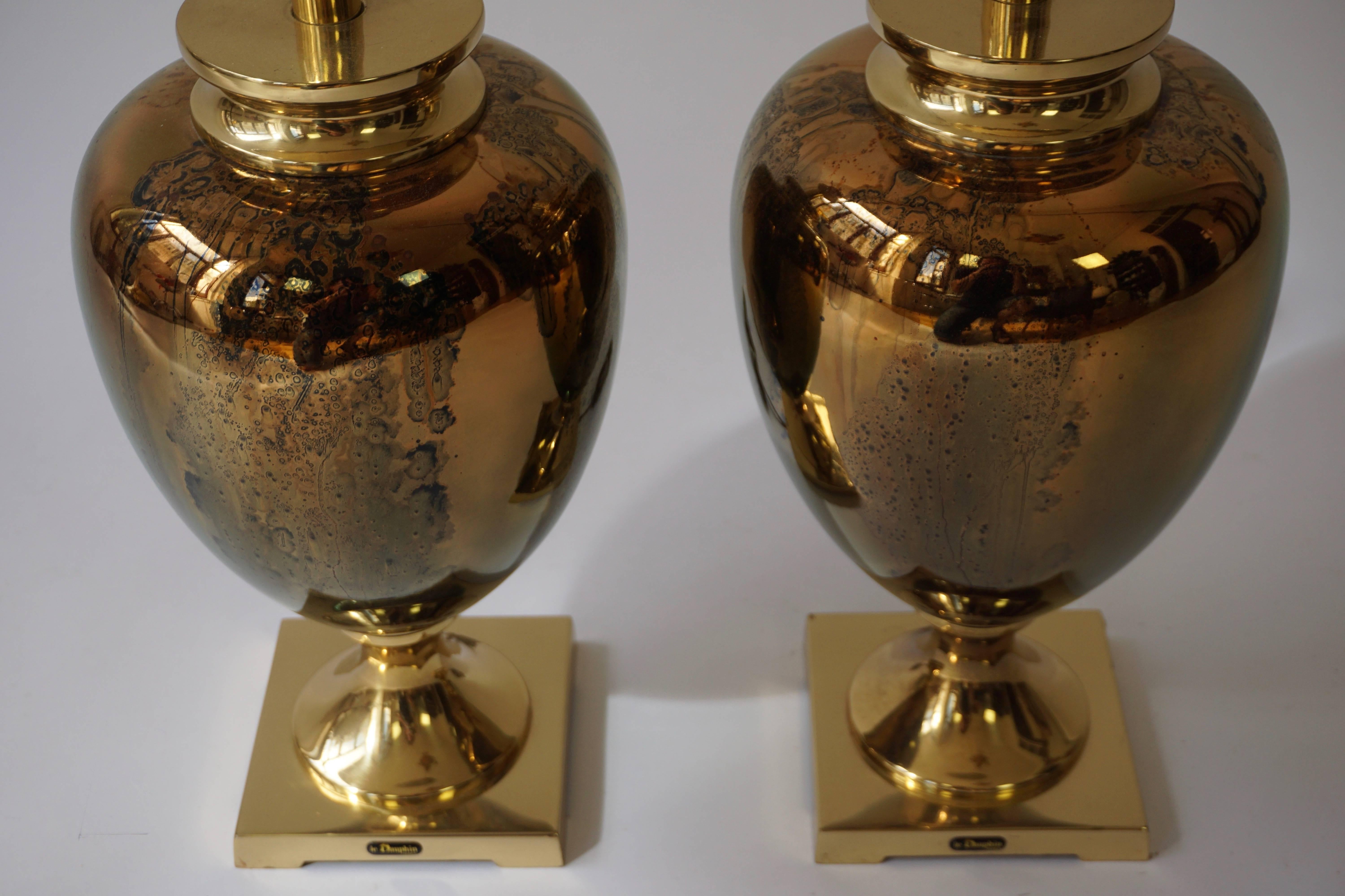 Maison Le Dauphin Glass and Brass Table Lamps In Excellent Condition In Antwerp, BE