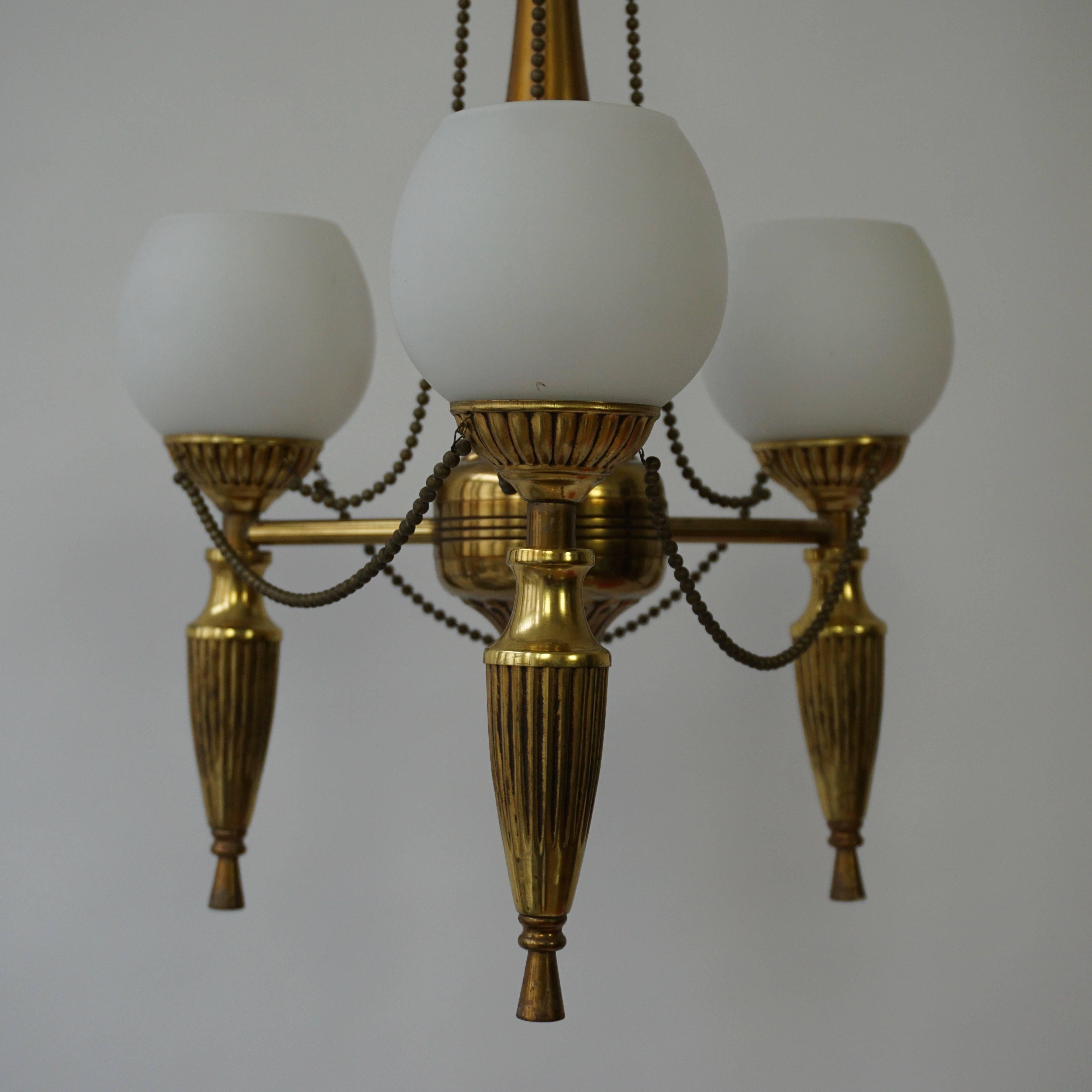 Italian Brass Hall Lantern or Pendant Light For Sale