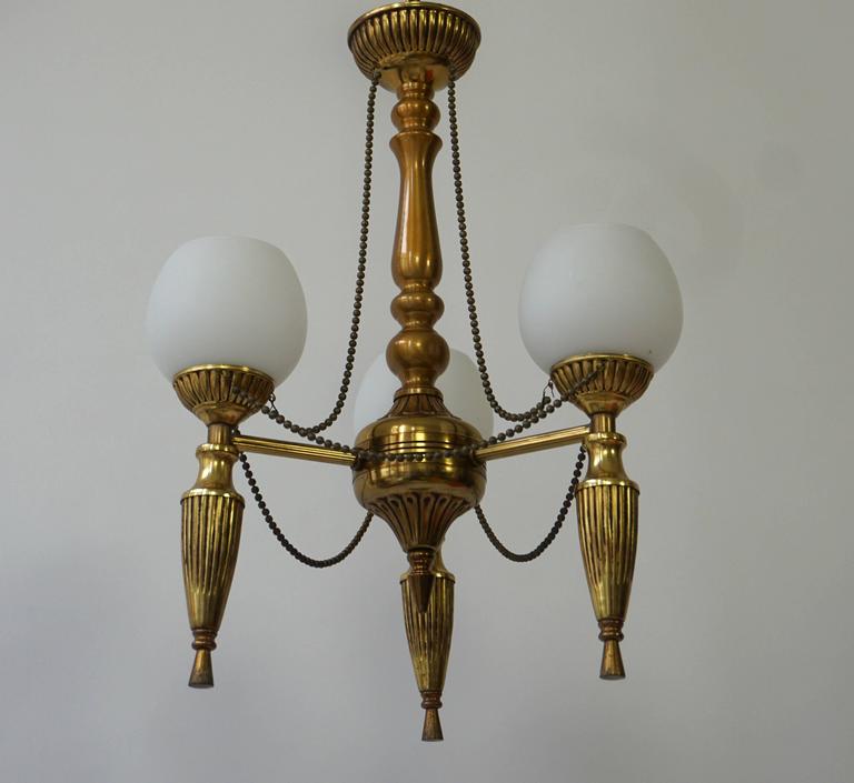 20th Century Brass Hall Lantern or Pendant Light For Sale