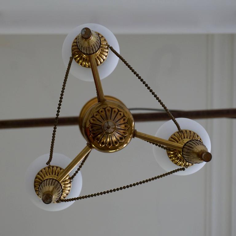 Brass Hall Lantern or Pendant Light For Sale 3