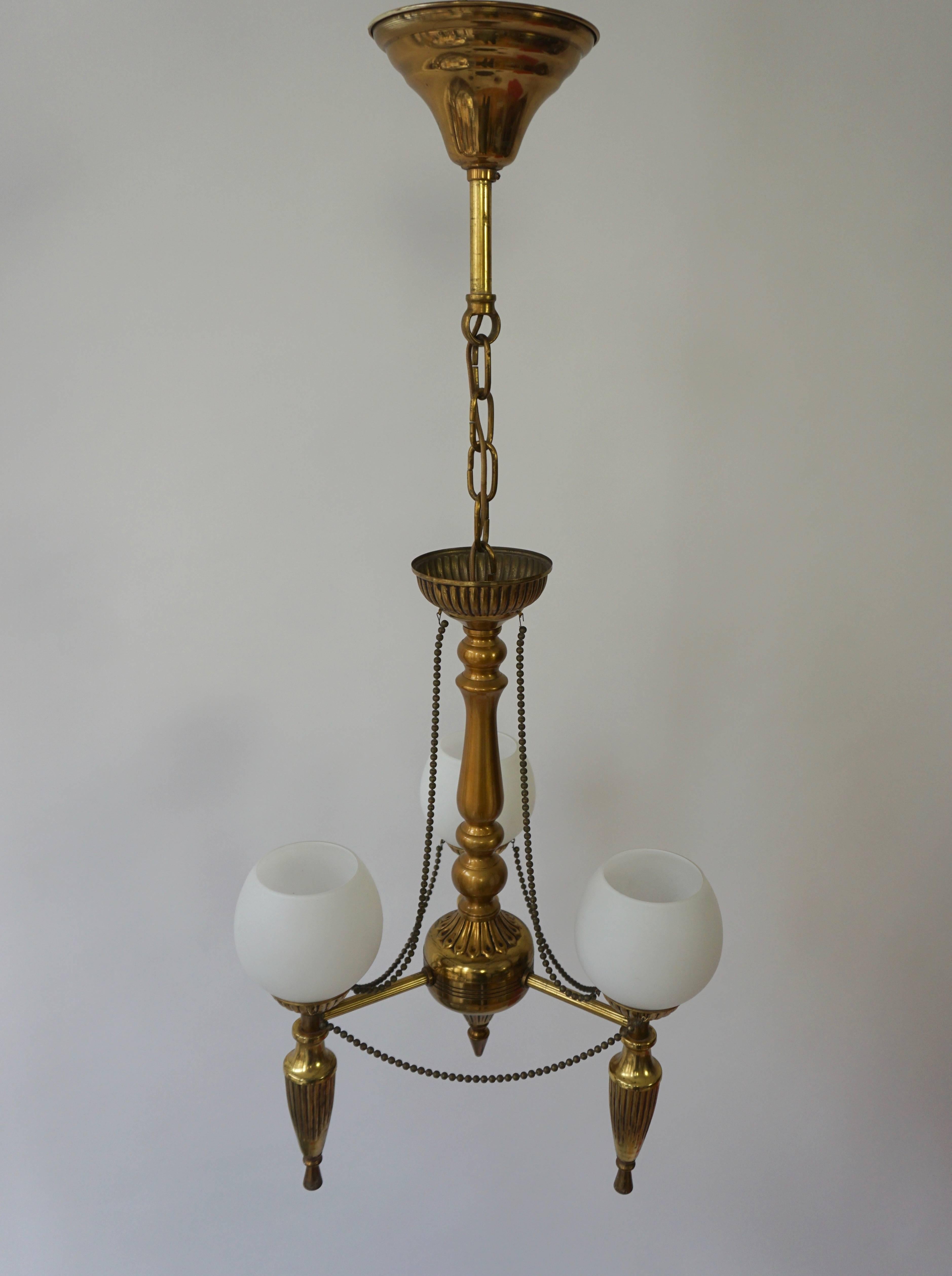 20th Century Brass Hall Lantern or Pendant Light For Sale