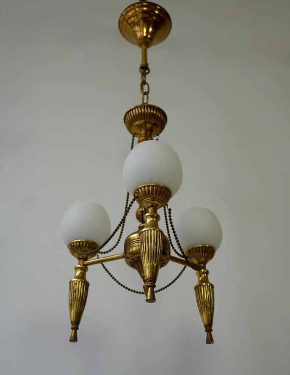 Italian Brass Hall Lantern or Pendant Light For Sale