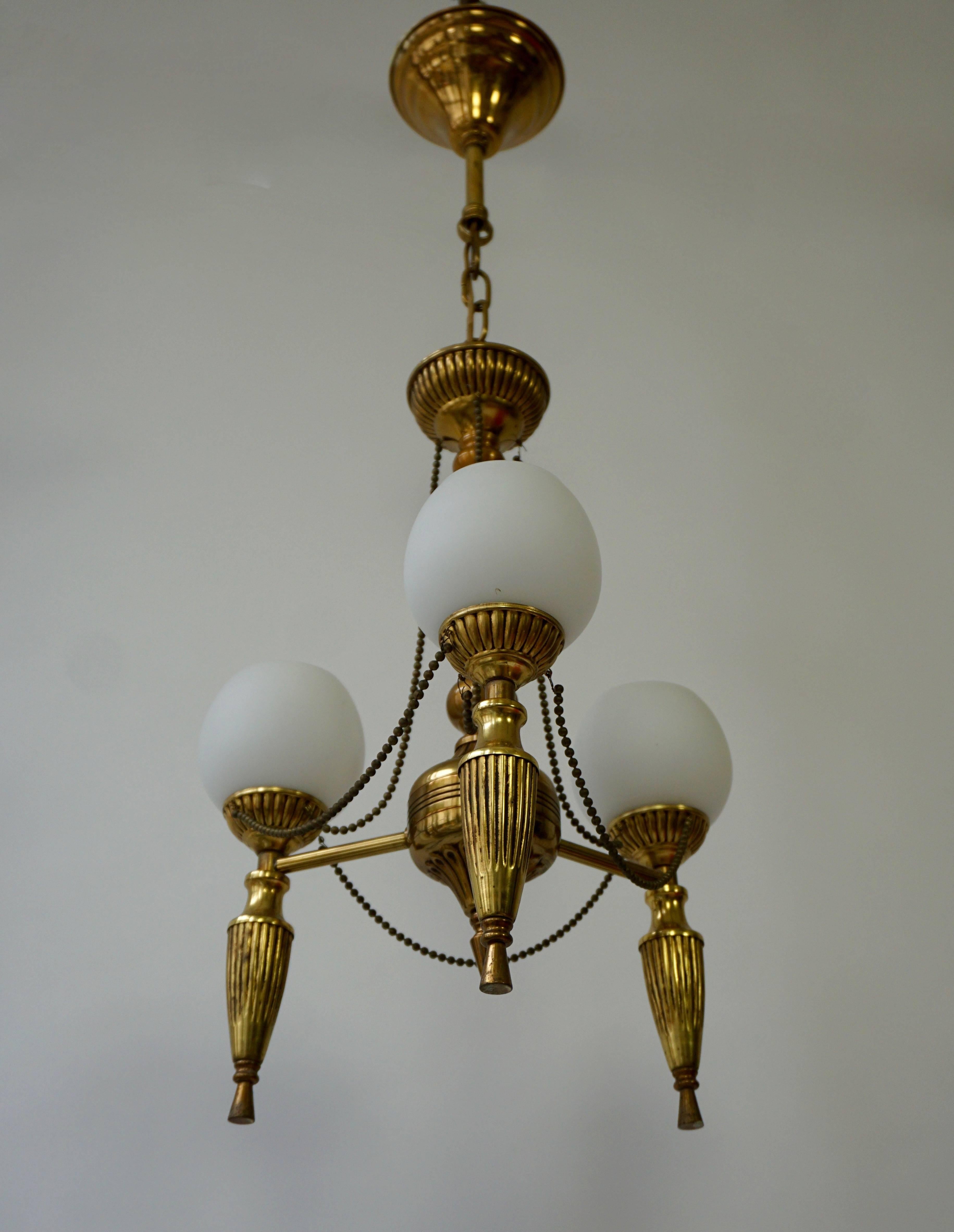 Mid-Century Modern Brass Hall Lantern or Pendant Light For Sale