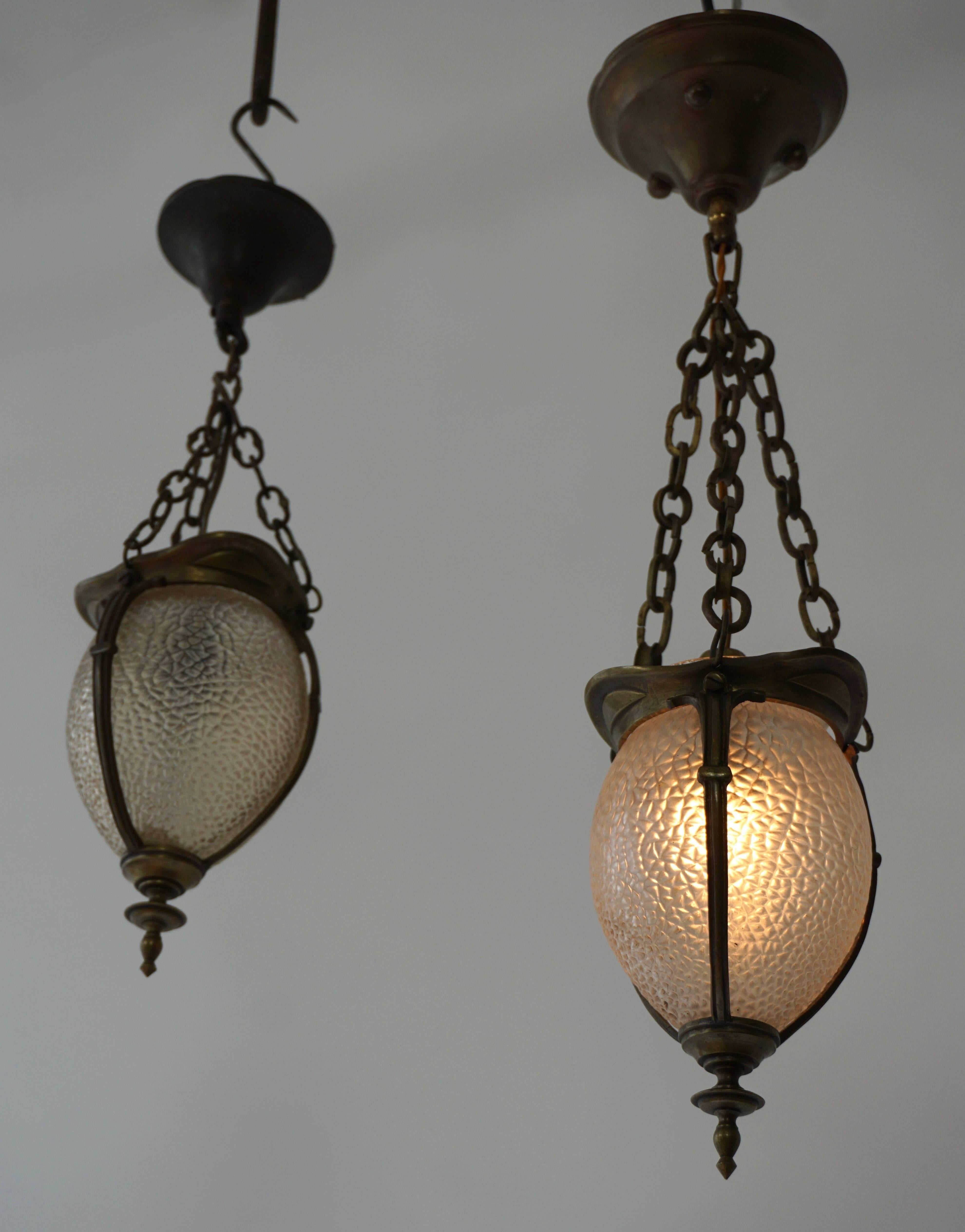 Art Nouveau Two Pendant Lights