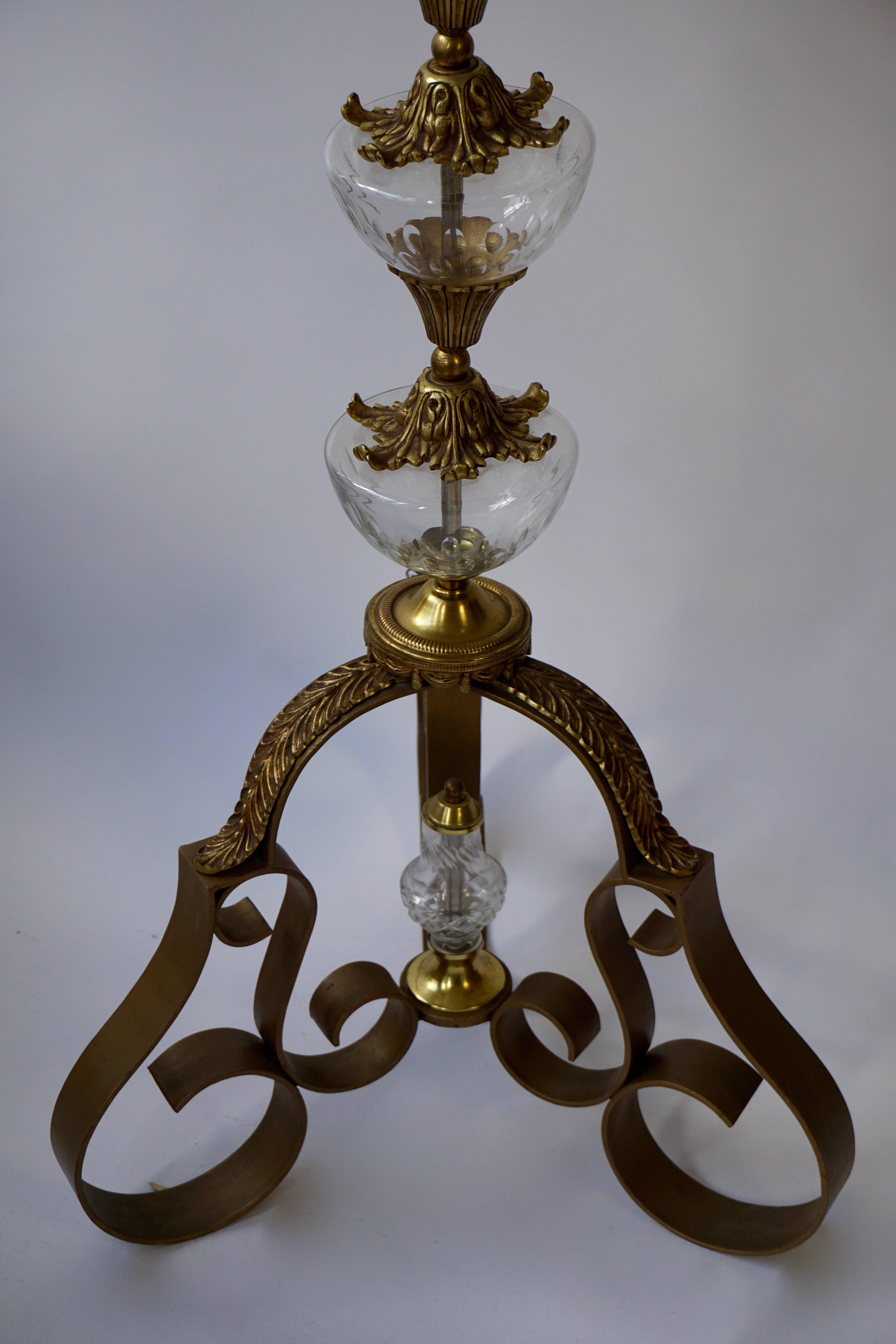 Rare and Elegant Bronze and Cut Crystal Floor Lamp 4