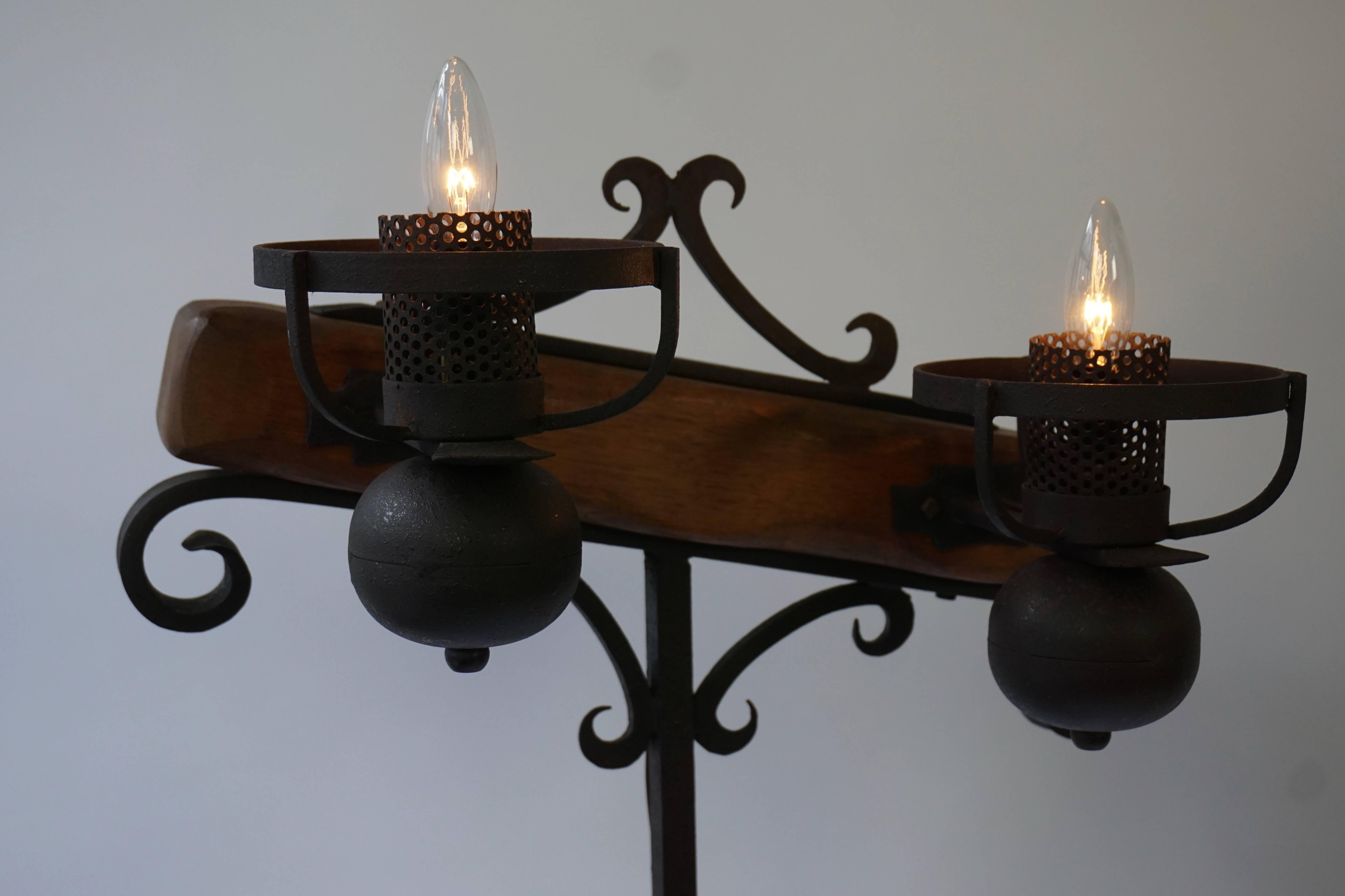 Belgian Wrought Iron Floor Lamp For Sale