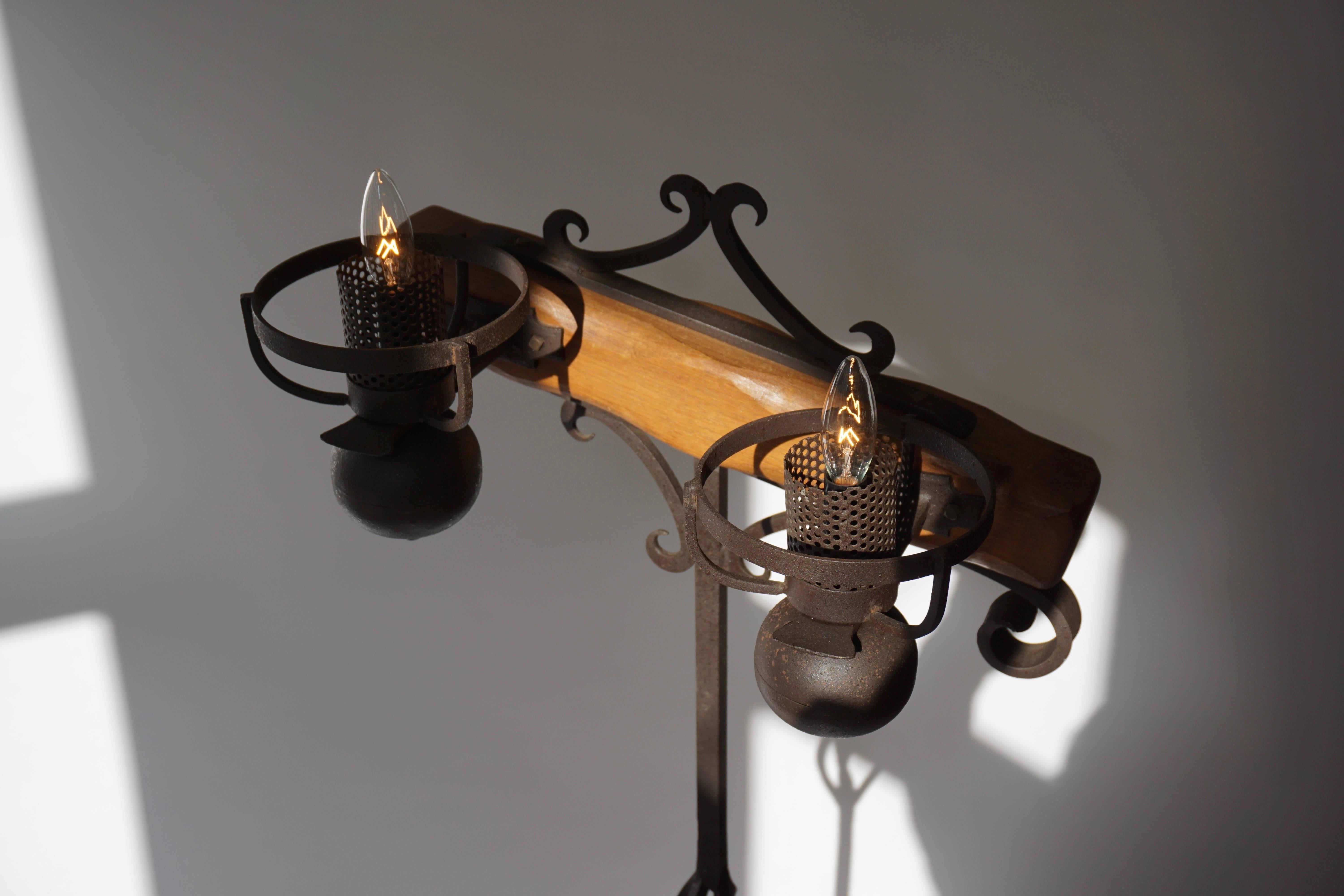 20th Century Wrought Iron Floor Lamp For Sale