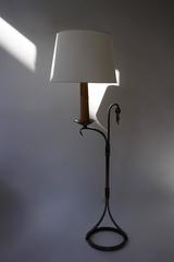 Jacques Adnet Style Iron and Leather Floor Lamp, 1950s-1960s, France