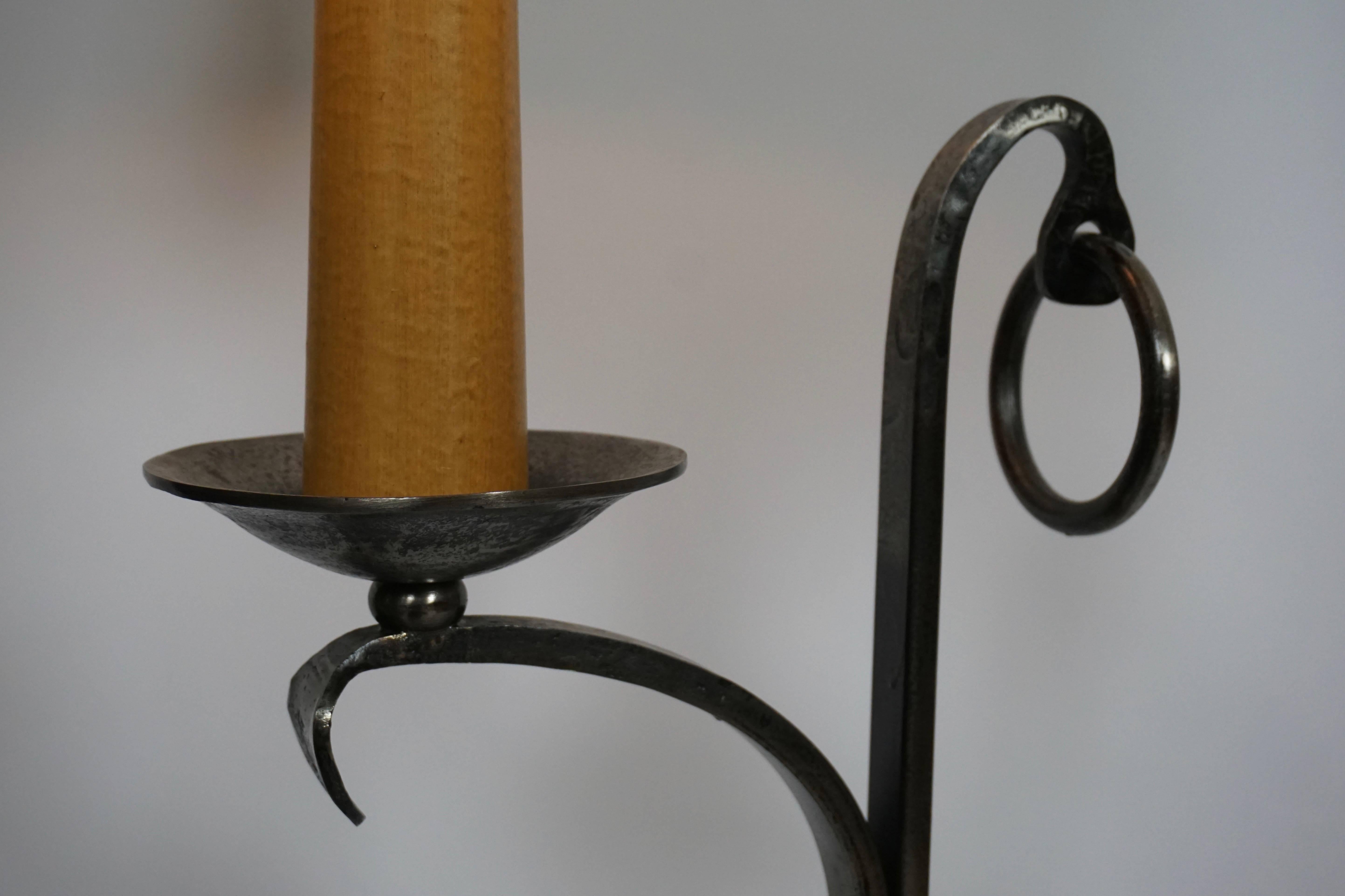 Metal Jacques Adnet Style Iron and Leather Floor Lamp, 1950s-1960s, France For Sale