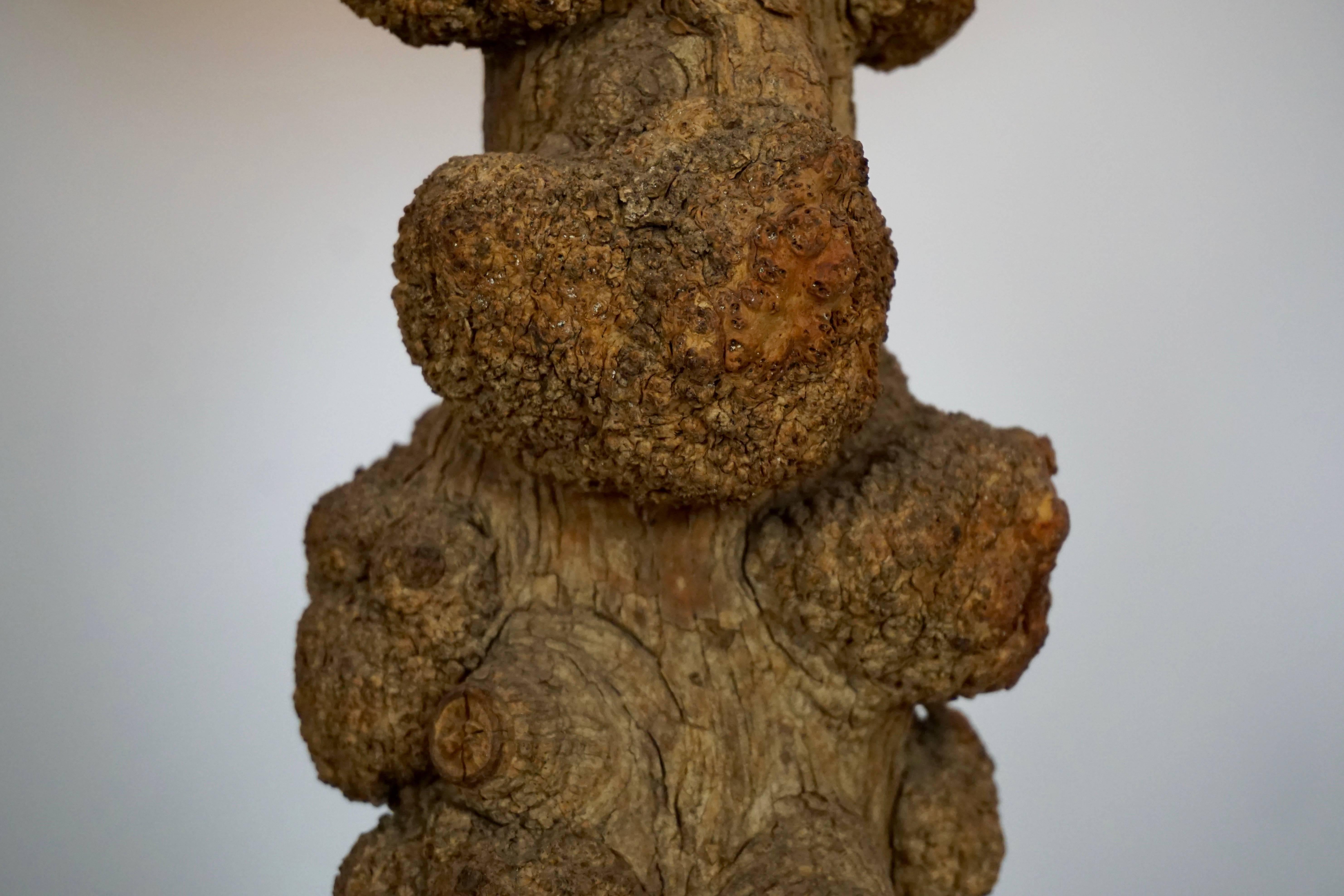Unique and Highly Decorative Congolese Hardwood Tree Trunk Floor Lamp In Good Condition For Sale In Antwerp, BE