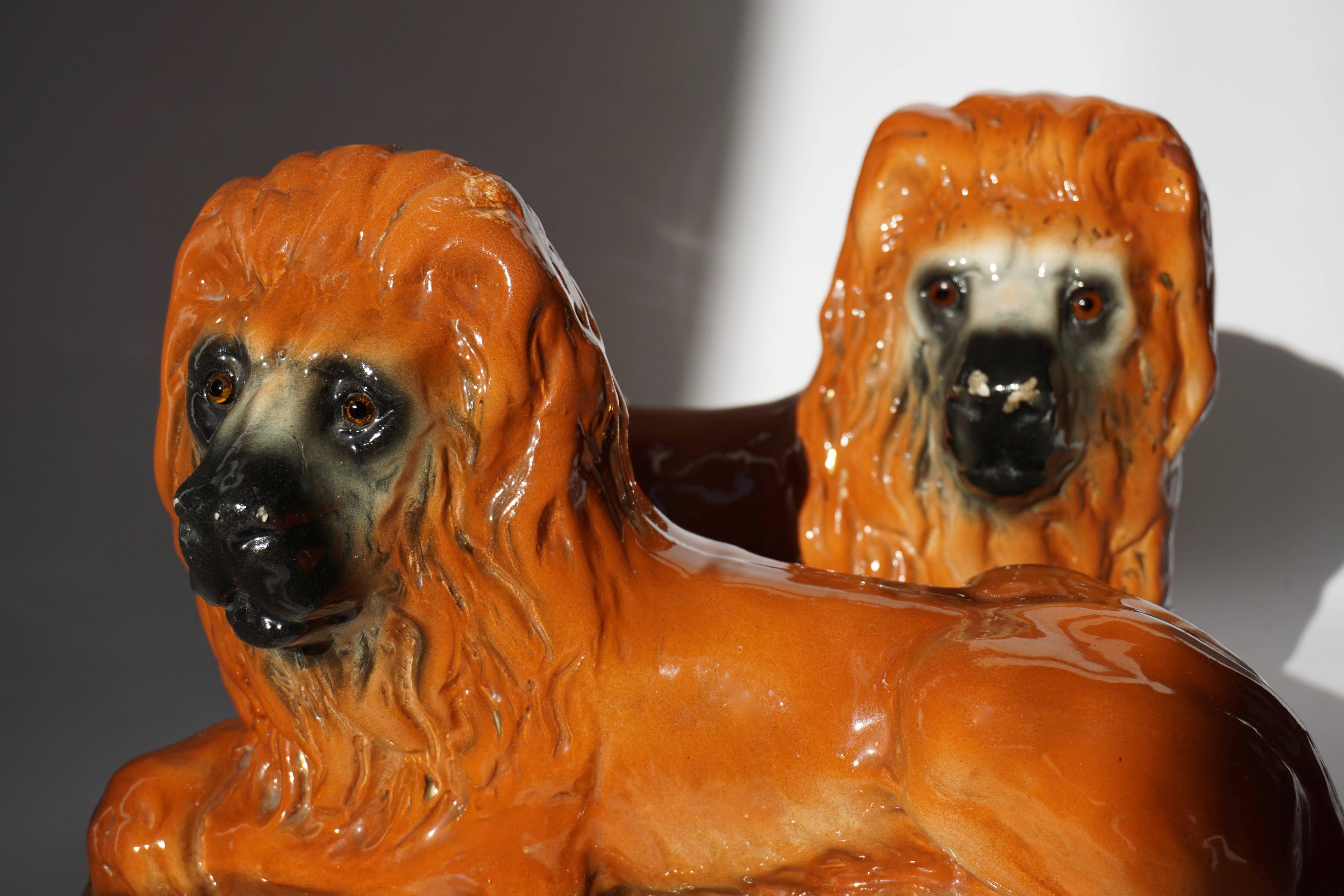 20th Century Two Ceramic Lions For Sale