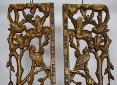 Two Carved Giltwood Mandarin Bed Ornaments - Chinese, 18th or early 19th Century