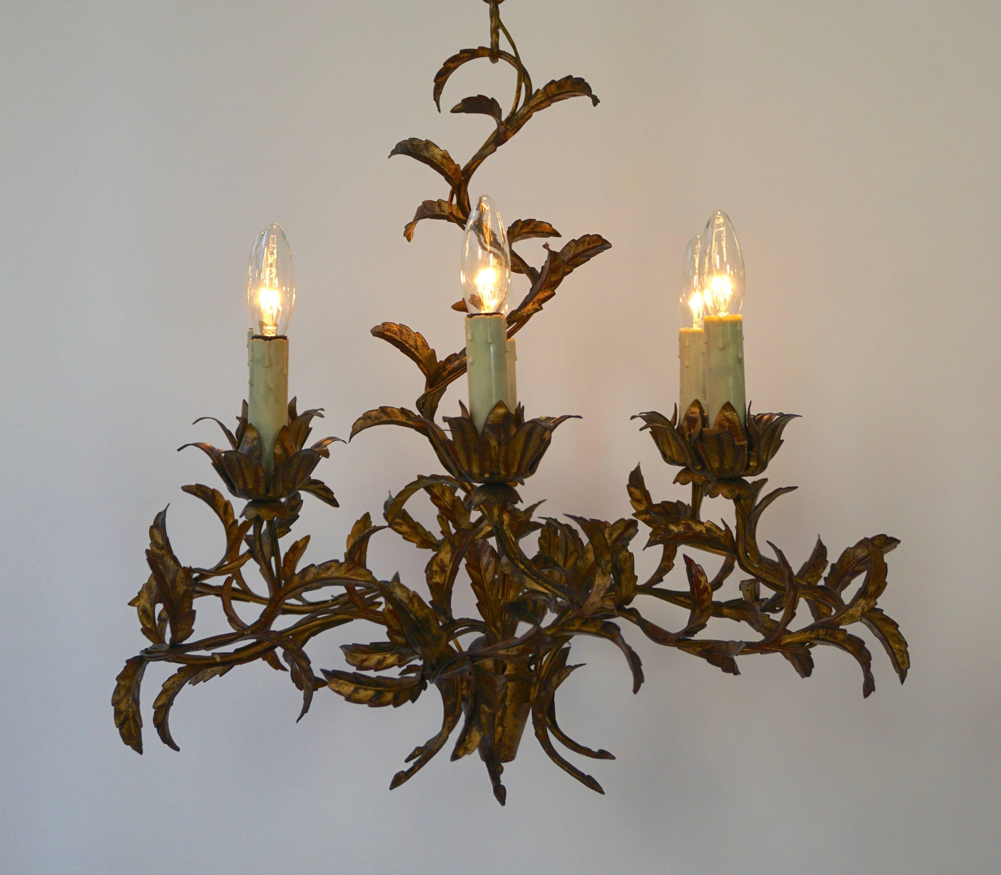  Italian Brass Chandelier In Good Condition For Sale In Antwerp, BE