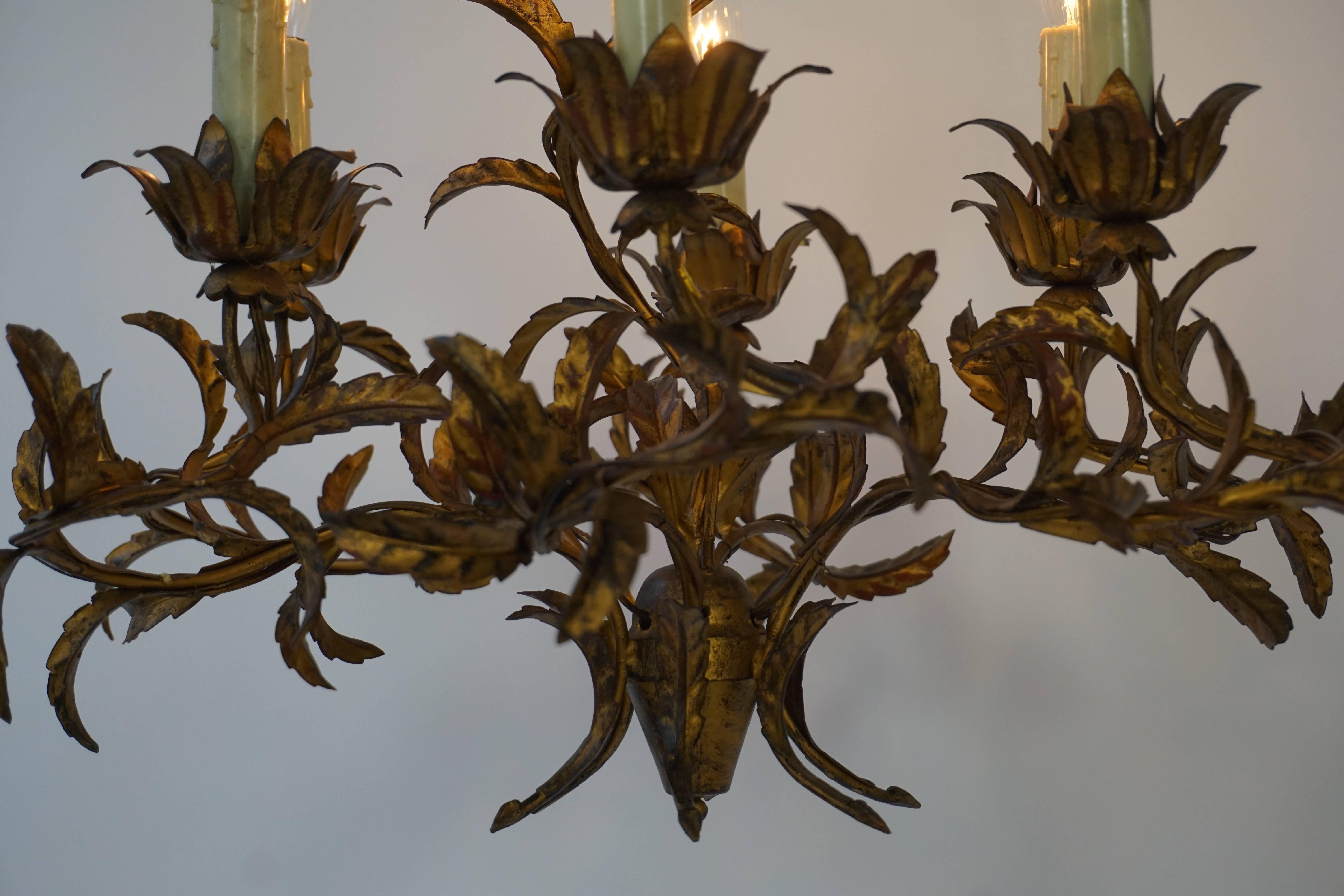  Italian Brass Chandelier For Sale 4