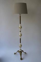 Italian Brass and Porcelain Floor Lamp