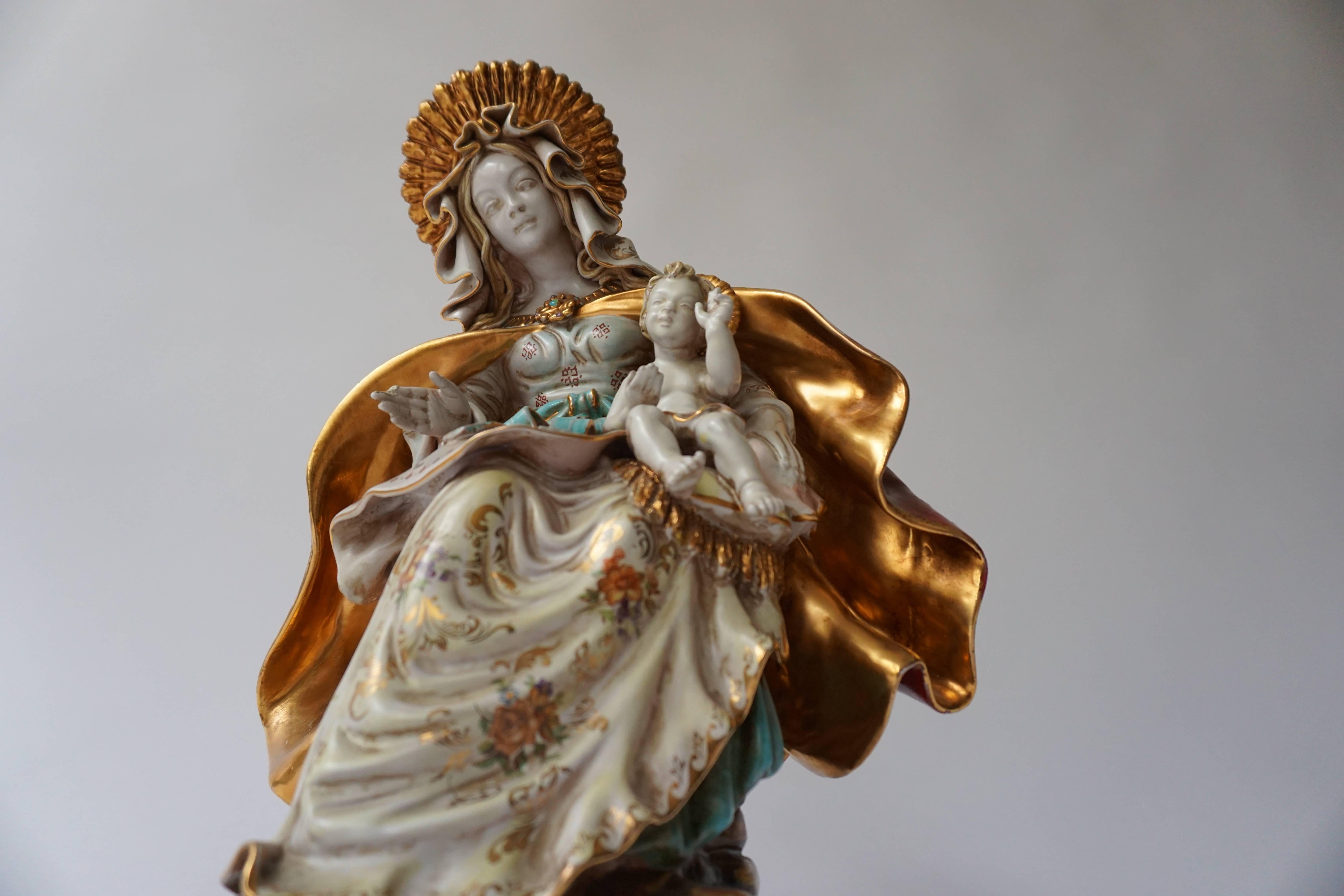 Mid-Century Modern Rare Italian Porcelain Madonna and Child by Paolo Marioni
