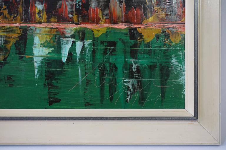 New York Skyline Painting, Signed 1971 In Excellent Condition For Sale In Antwerp, BE