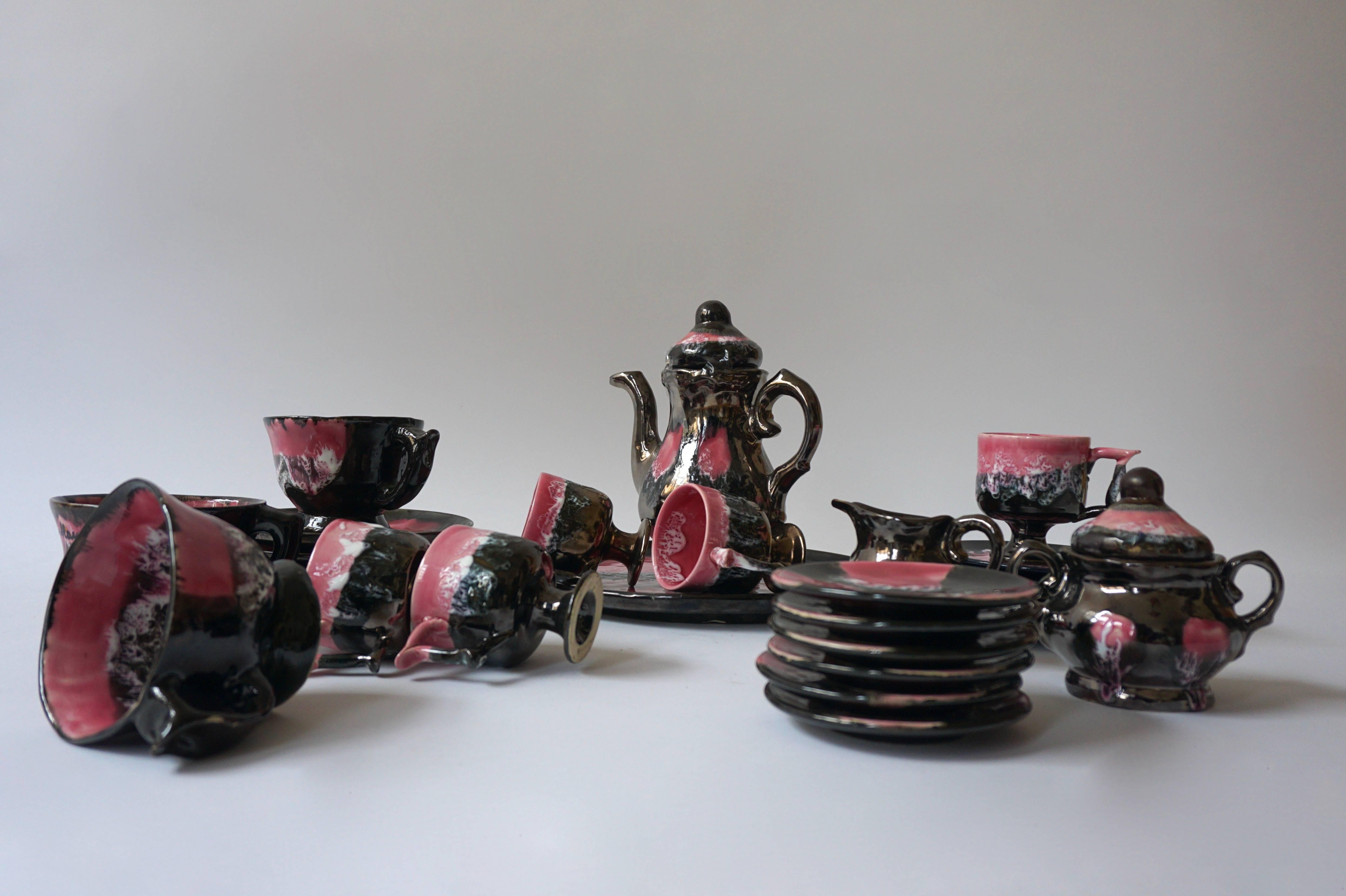 Ceramic 1960s Vallauris Coffee Set with 27 Pieces