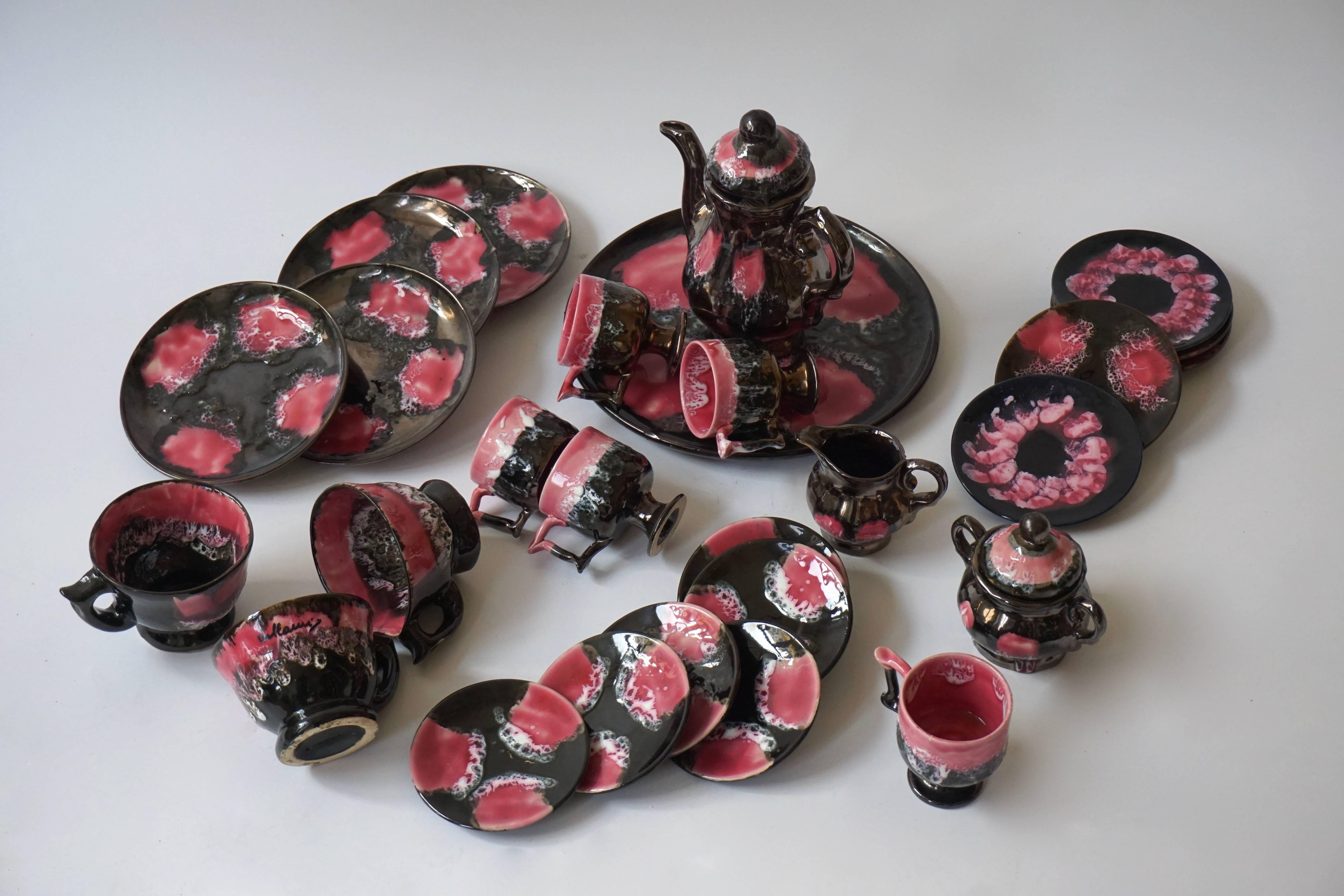 1960s Vallauris Coffee Set with 27 Pieces 1