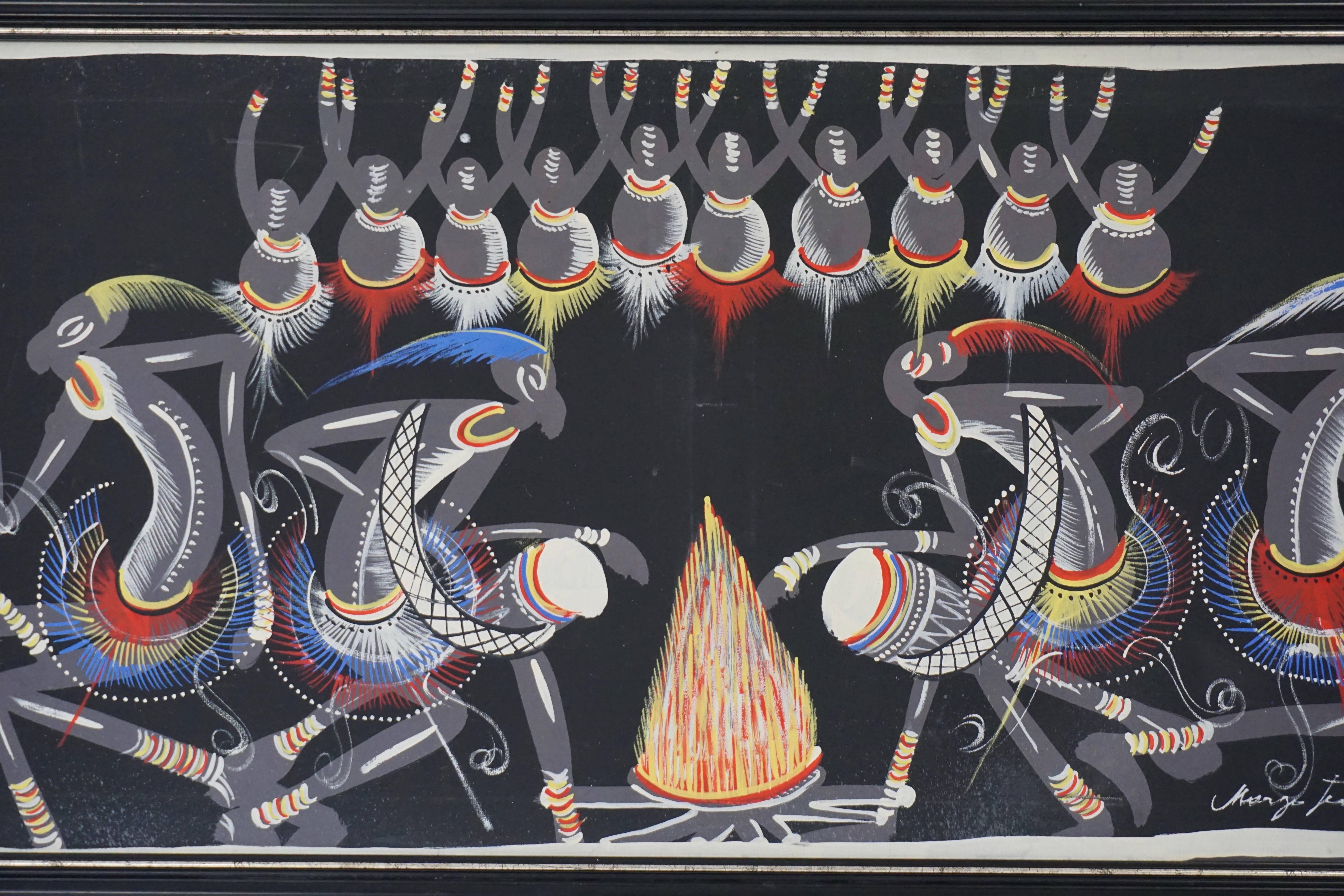 Tribal African Painting from Congo 1950s