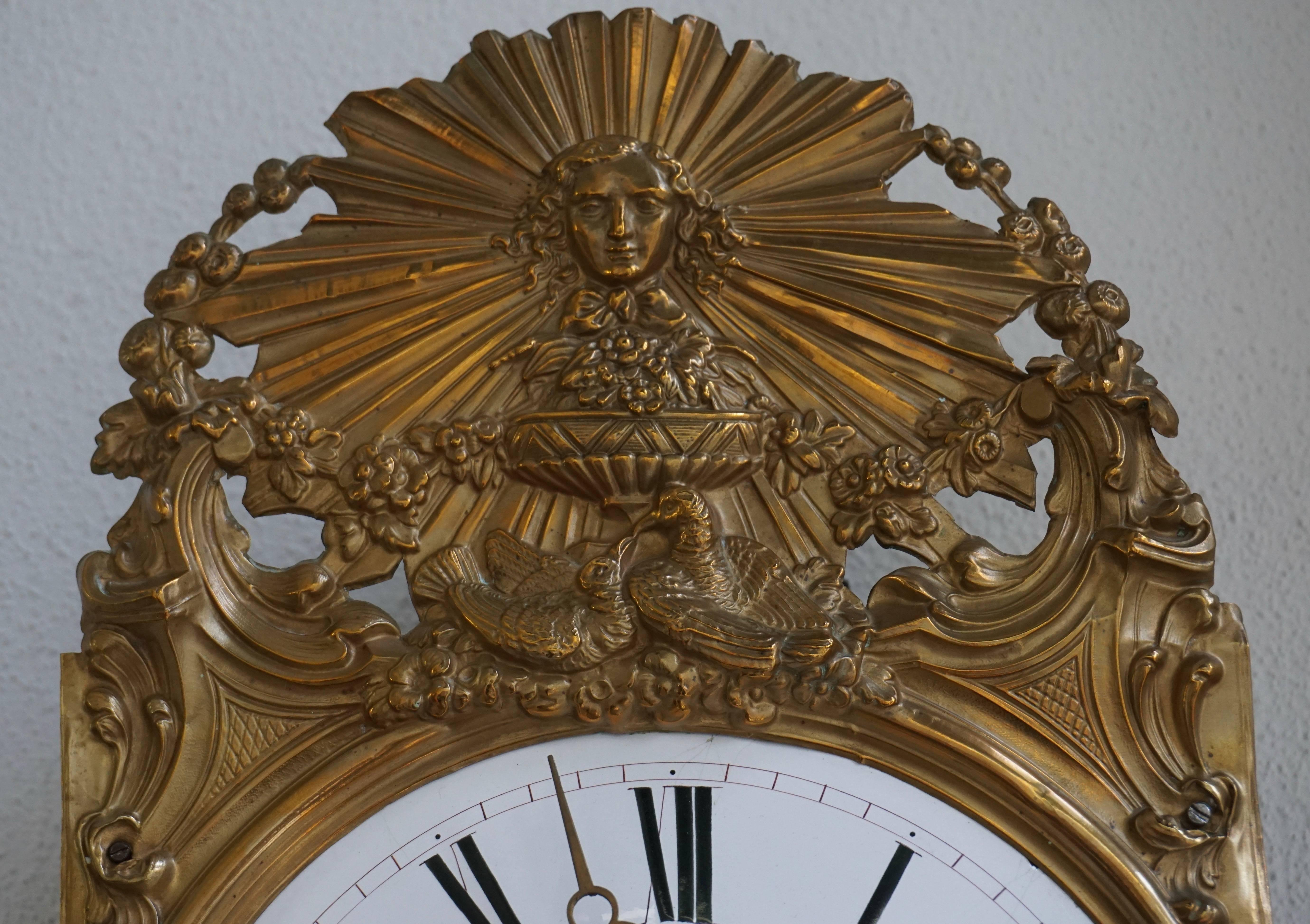 Copper Comtoise Clock Work with Lyre Pendulum