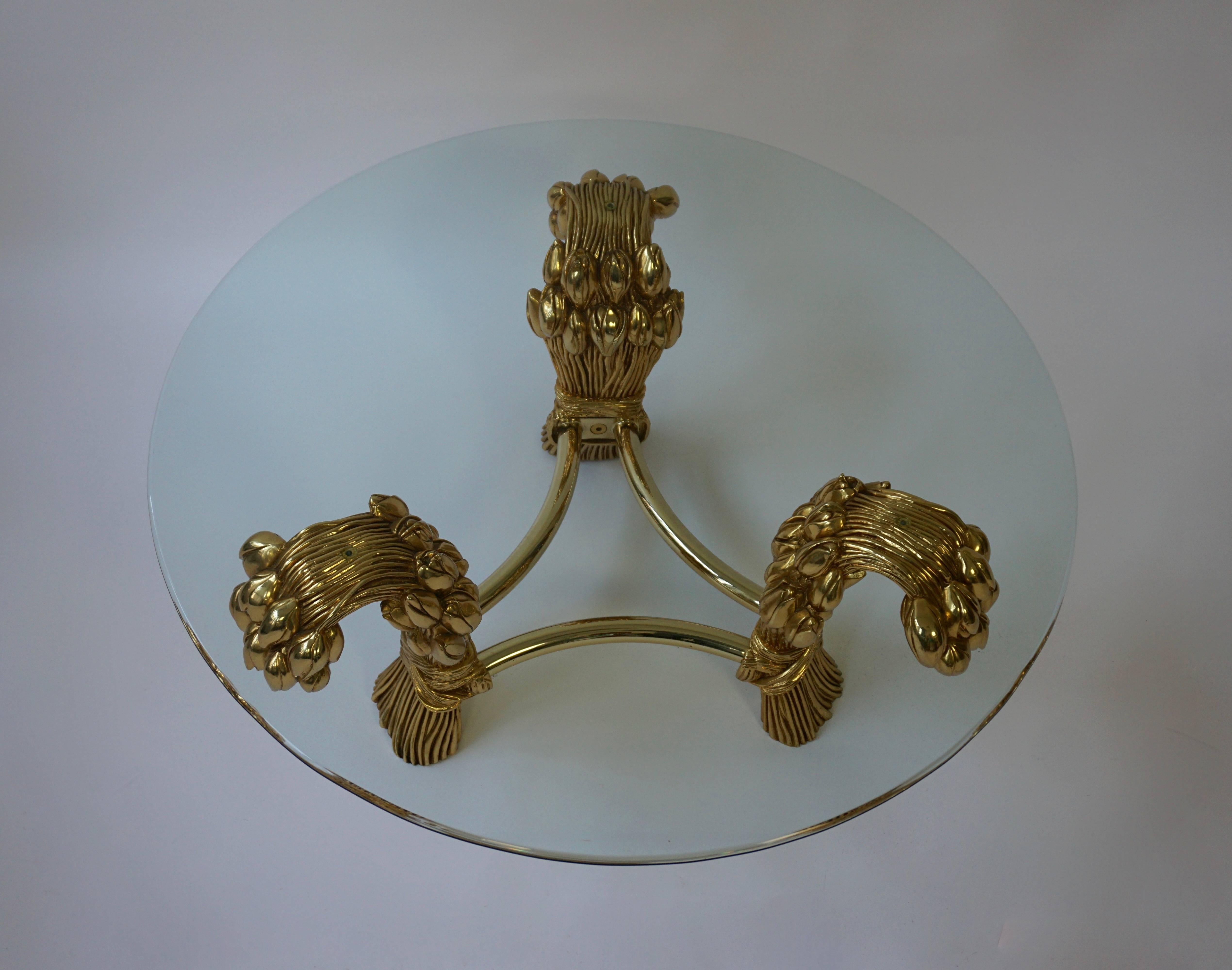 Francese Tavolino rotondo in vetro alla maniera della Maison Jansen in vendita