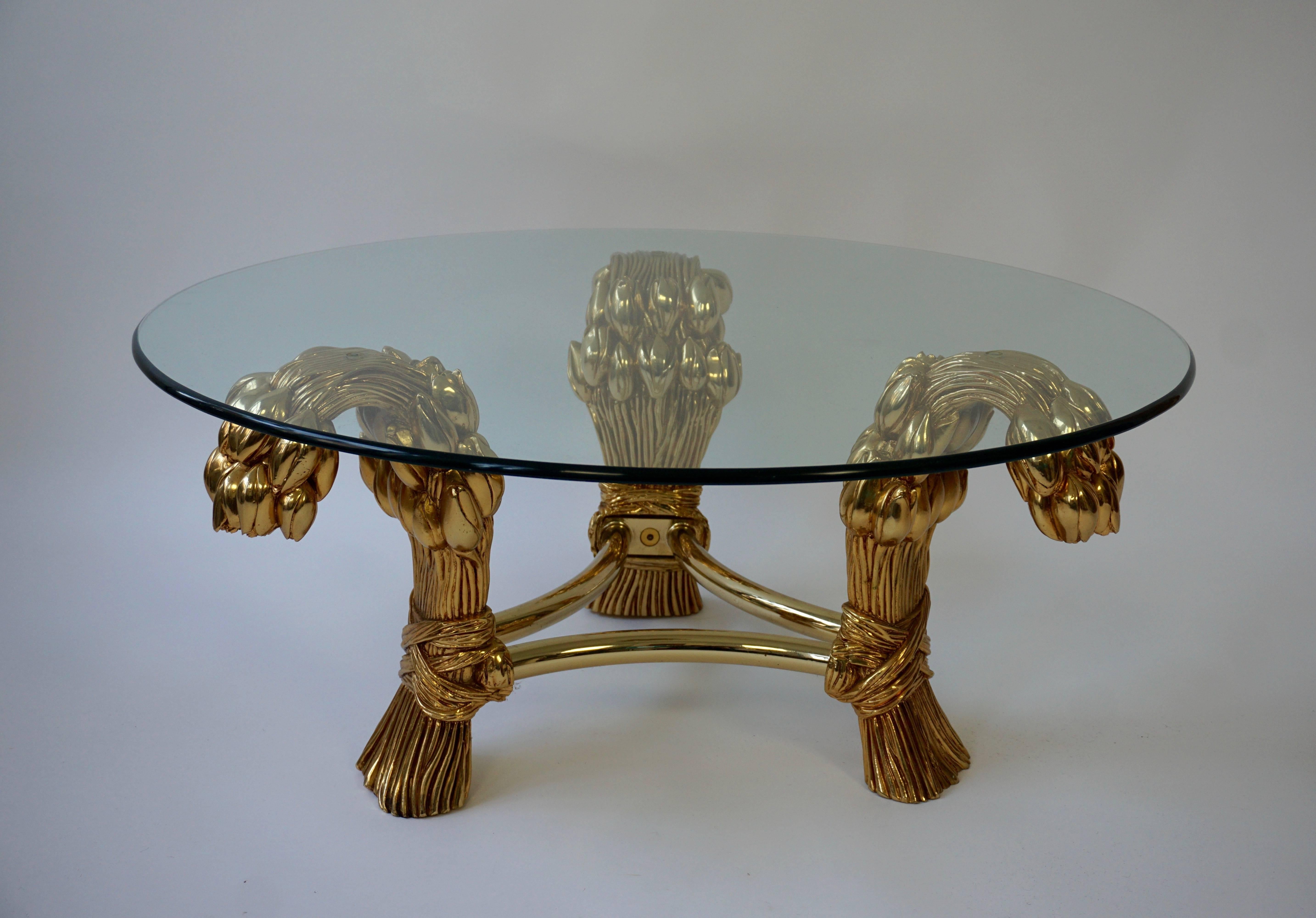 Round Glass Coffee Table in the Manner of Maison Jansen In Good Condition For Sale In Antwerp, BE