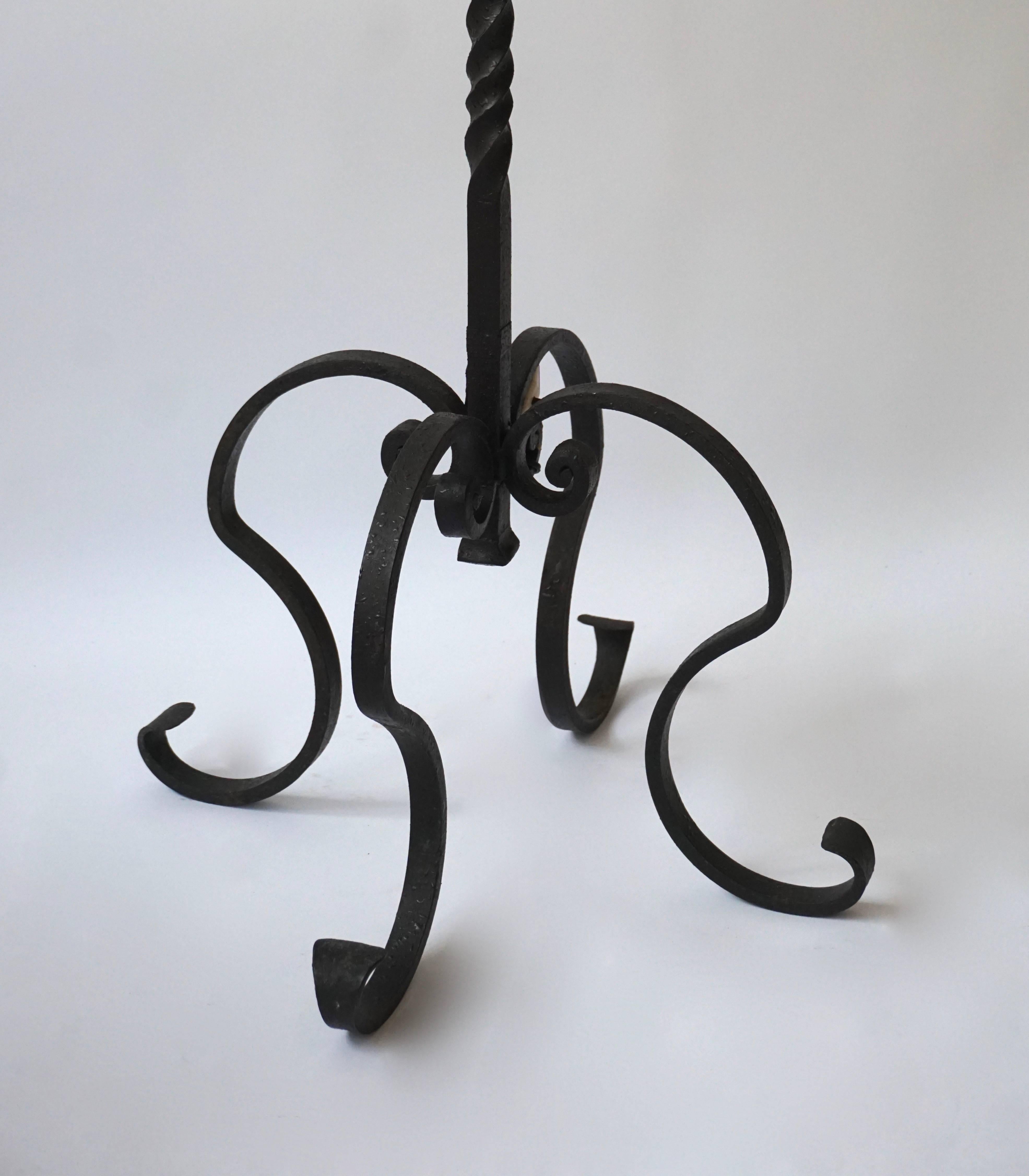 Brass Wrought Iron Floor Lamp For Sale