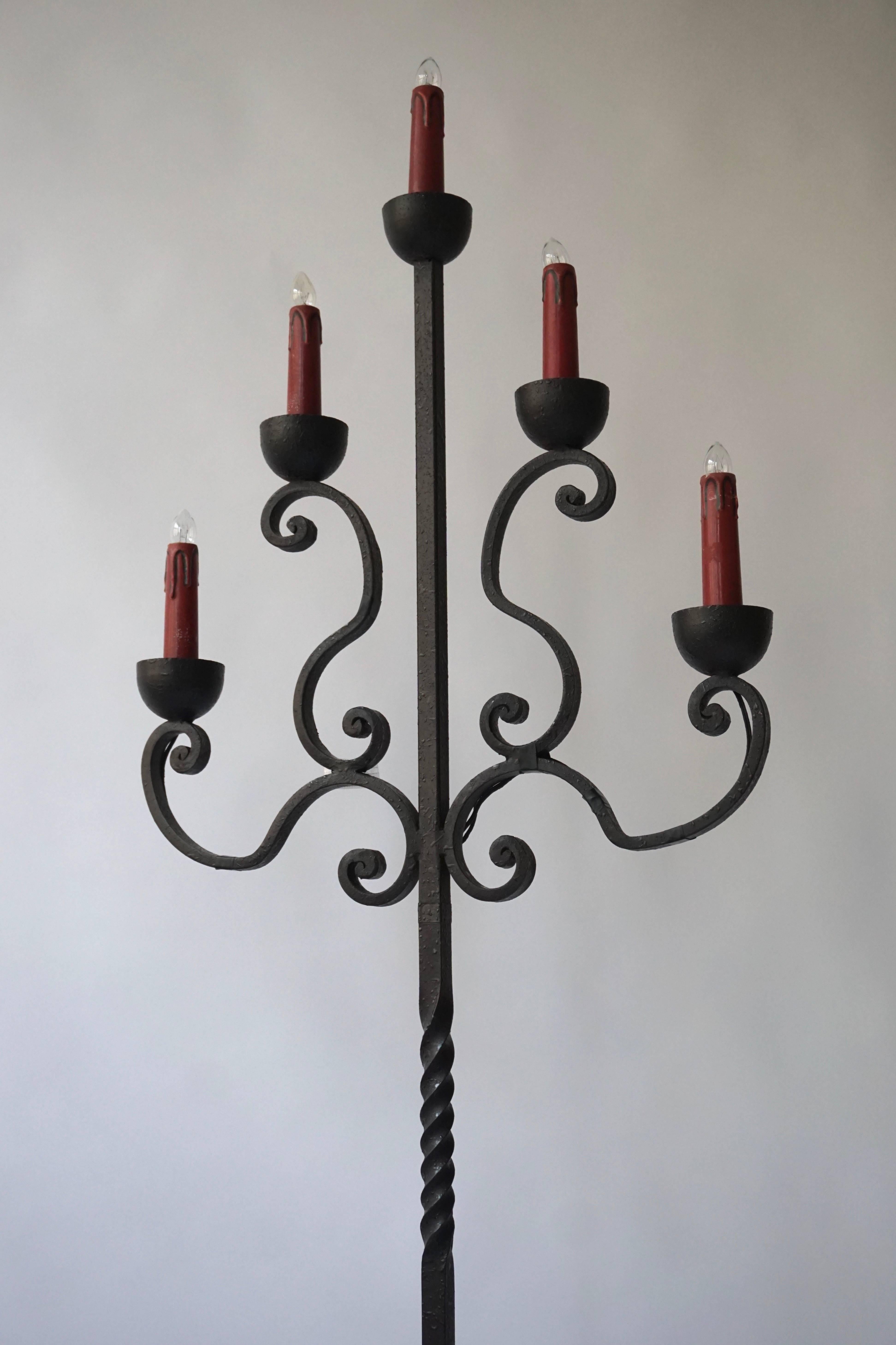 20th Century Wrought Iron Floor Lamp For Sale