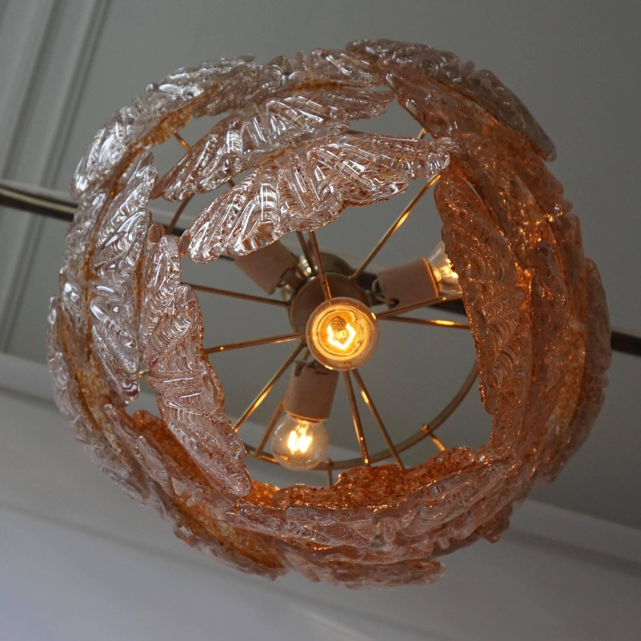 Three Brass and Murano Glass Chandeliers In Good Condition For Sale In Antwerp, BE