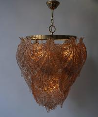 Three Brass and Murano Glass Chandeliers