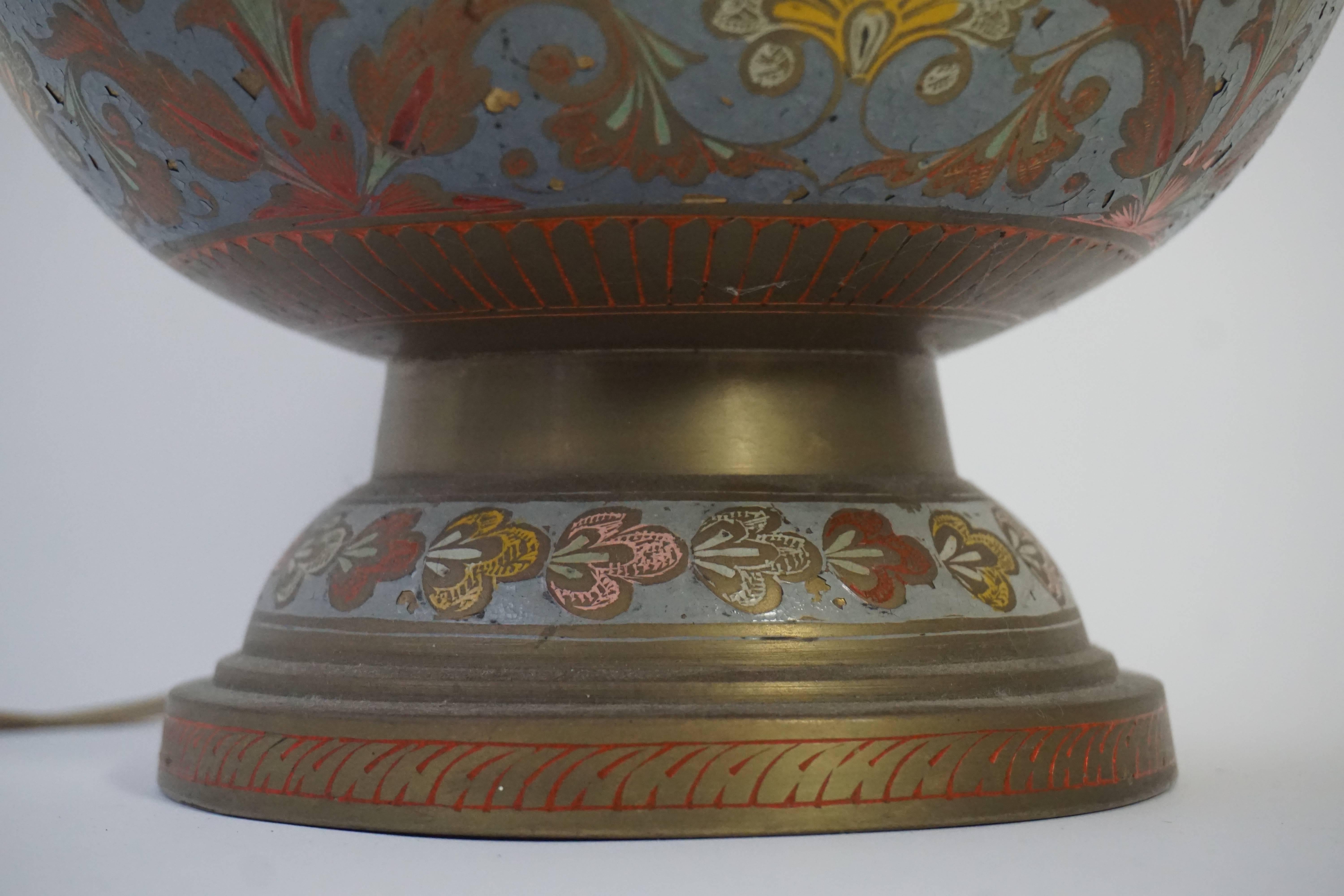 Elegant Cloisonné with Floral Motif Table or Floor Lamp 1