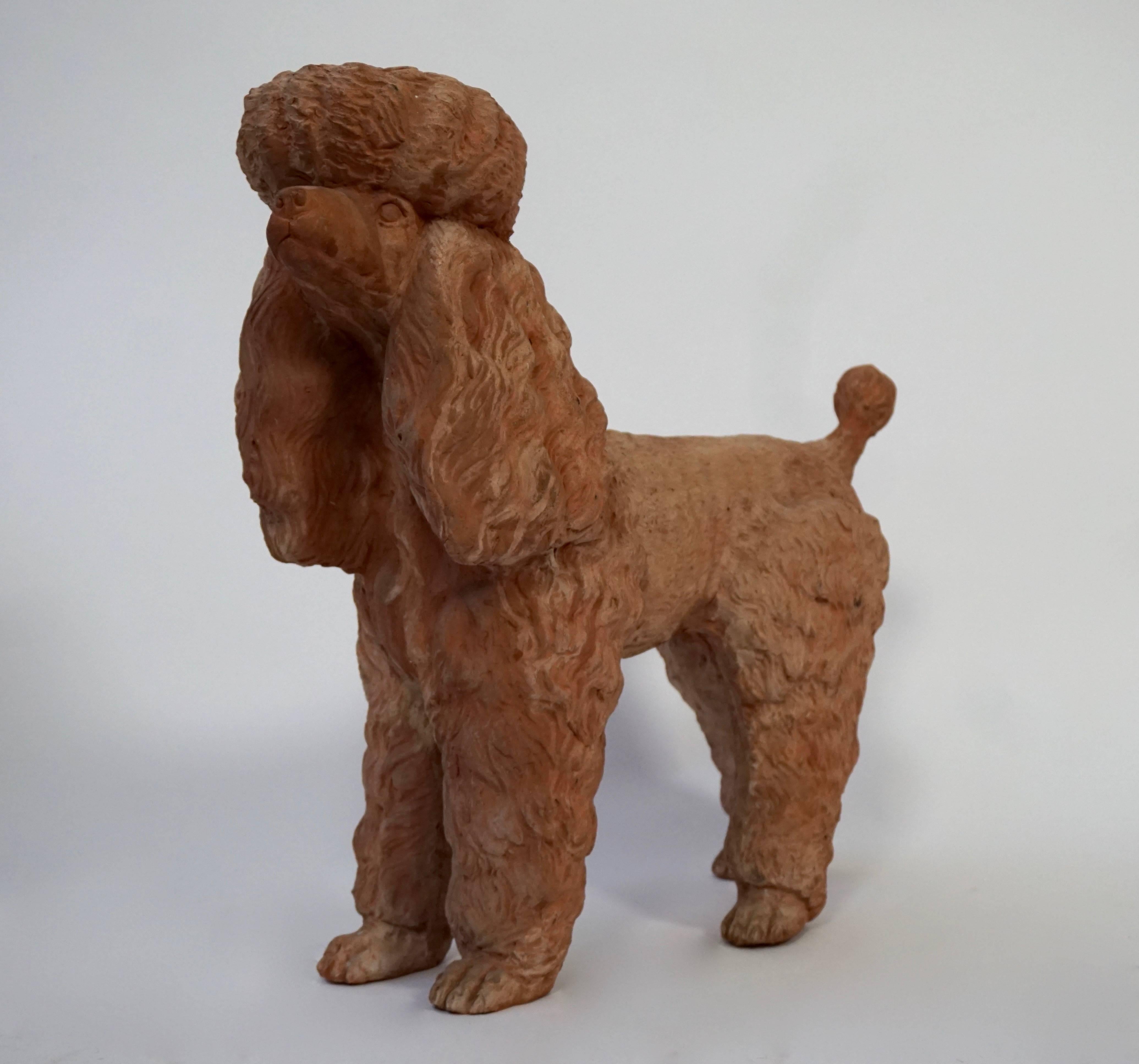 Italian Terra Cotta Poodle Poodle Dog Sculpture