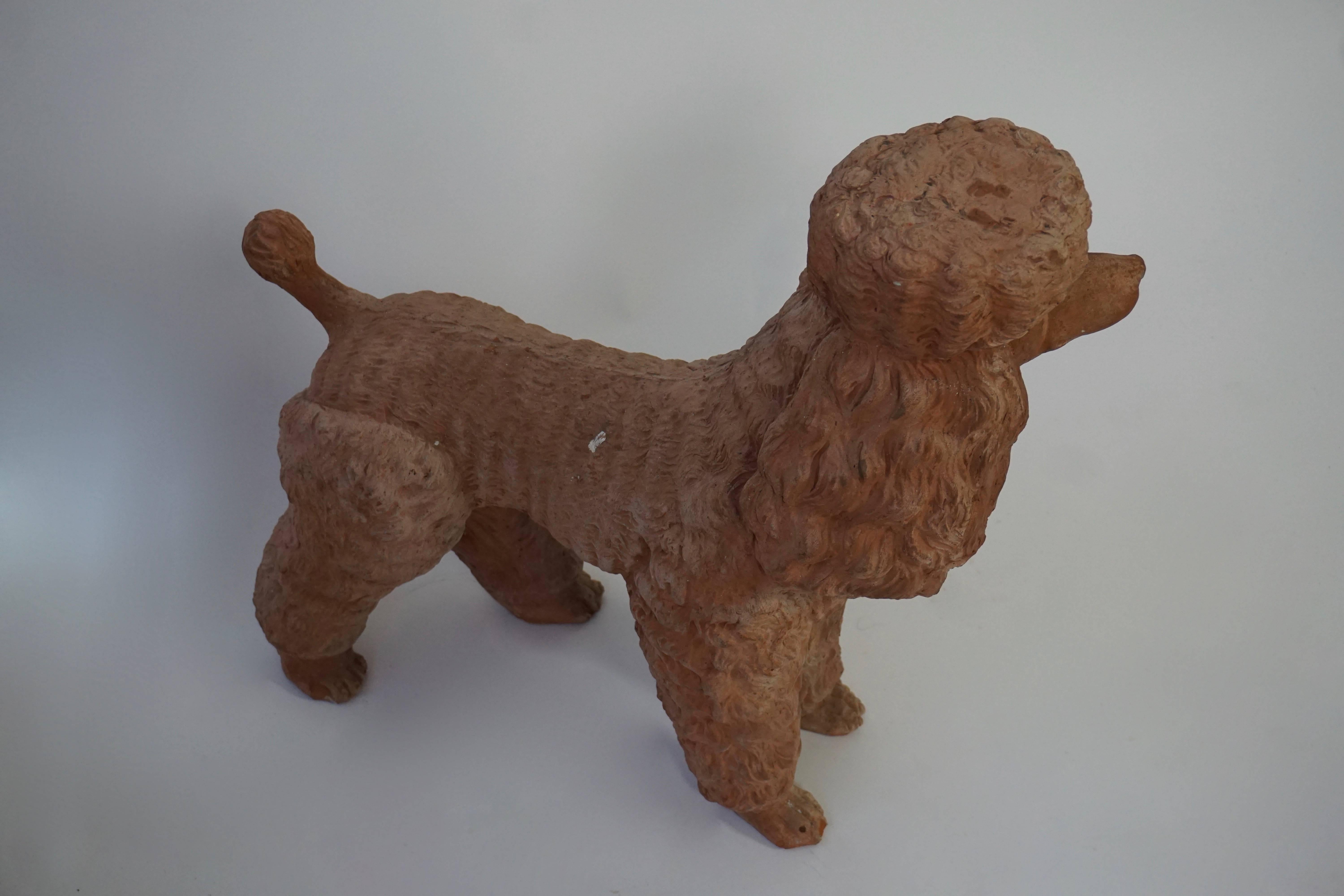 Terra Cotta Poodle Poodle Dog Sculpture In Good Condition In Antwerp, BE