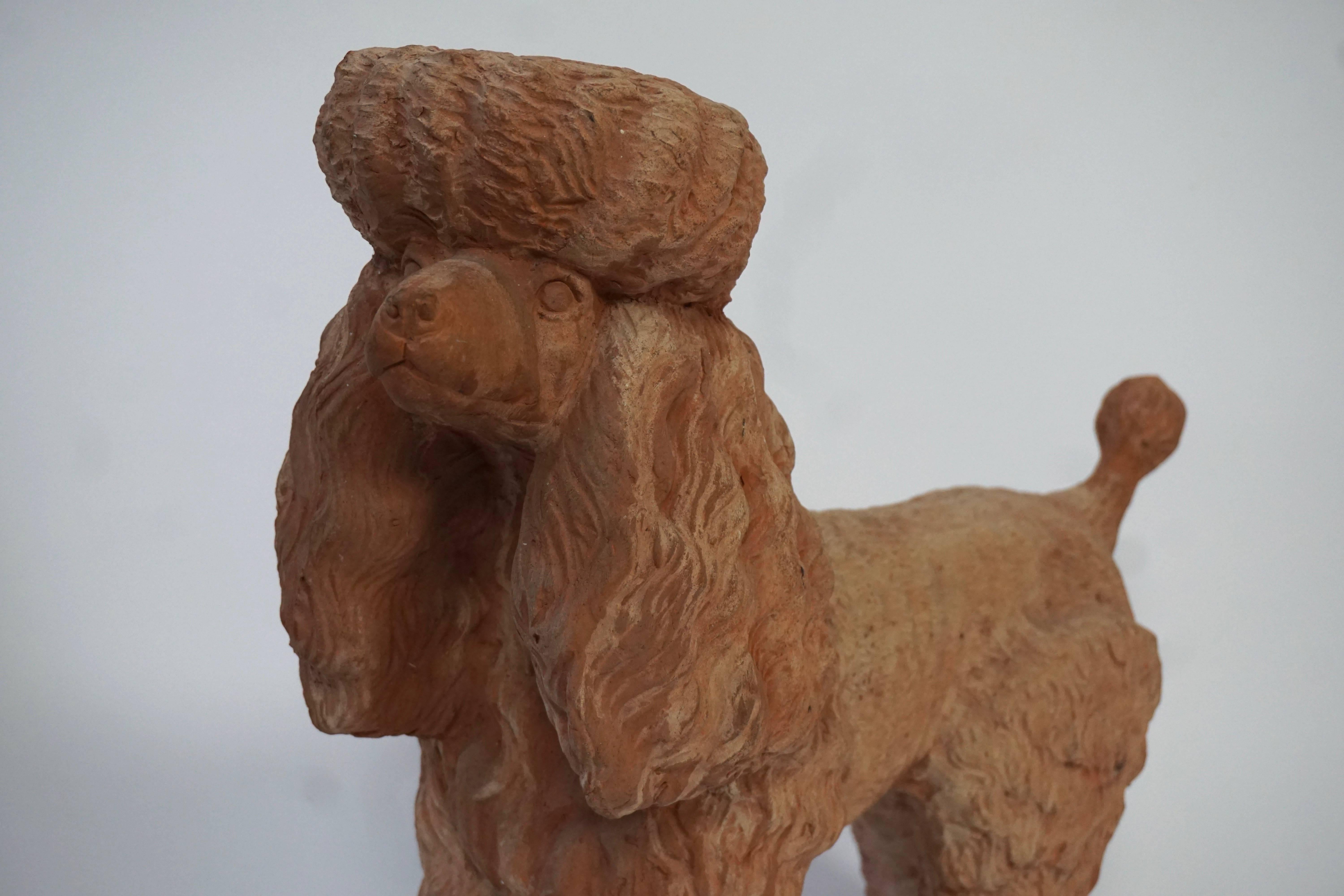 Terra Cotta Poodle Poodle Dog Sculpture 1