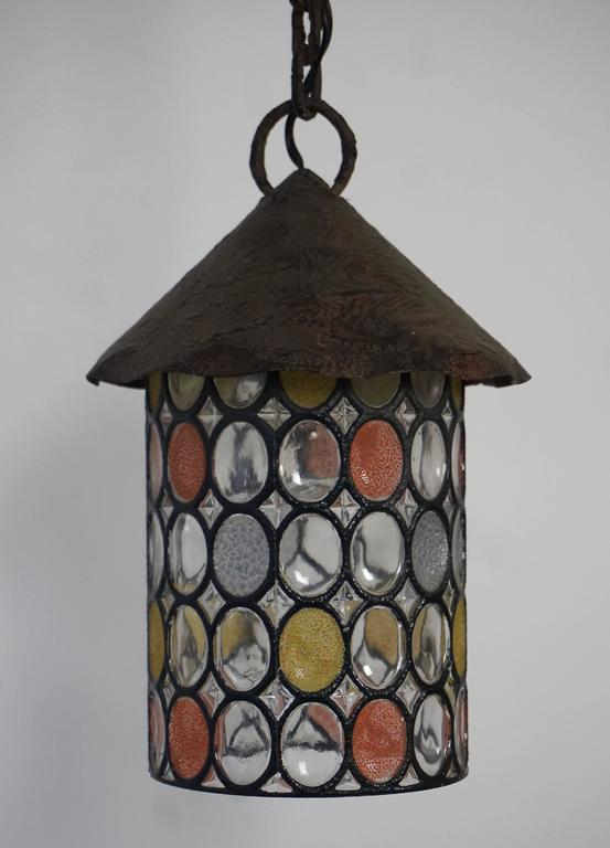 Italian Stained Glass Chandelier Lantern For At 1stdibs Mid Century Modern Italian Stained Glass Chandelier Lantern For