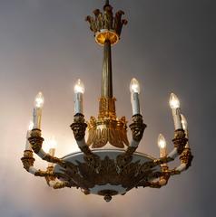Spectacular Bronze and Painted Chandelier