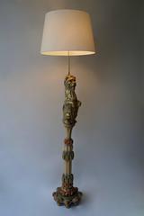 Italian Rococo Venetian Carved Lion Floor Lamp