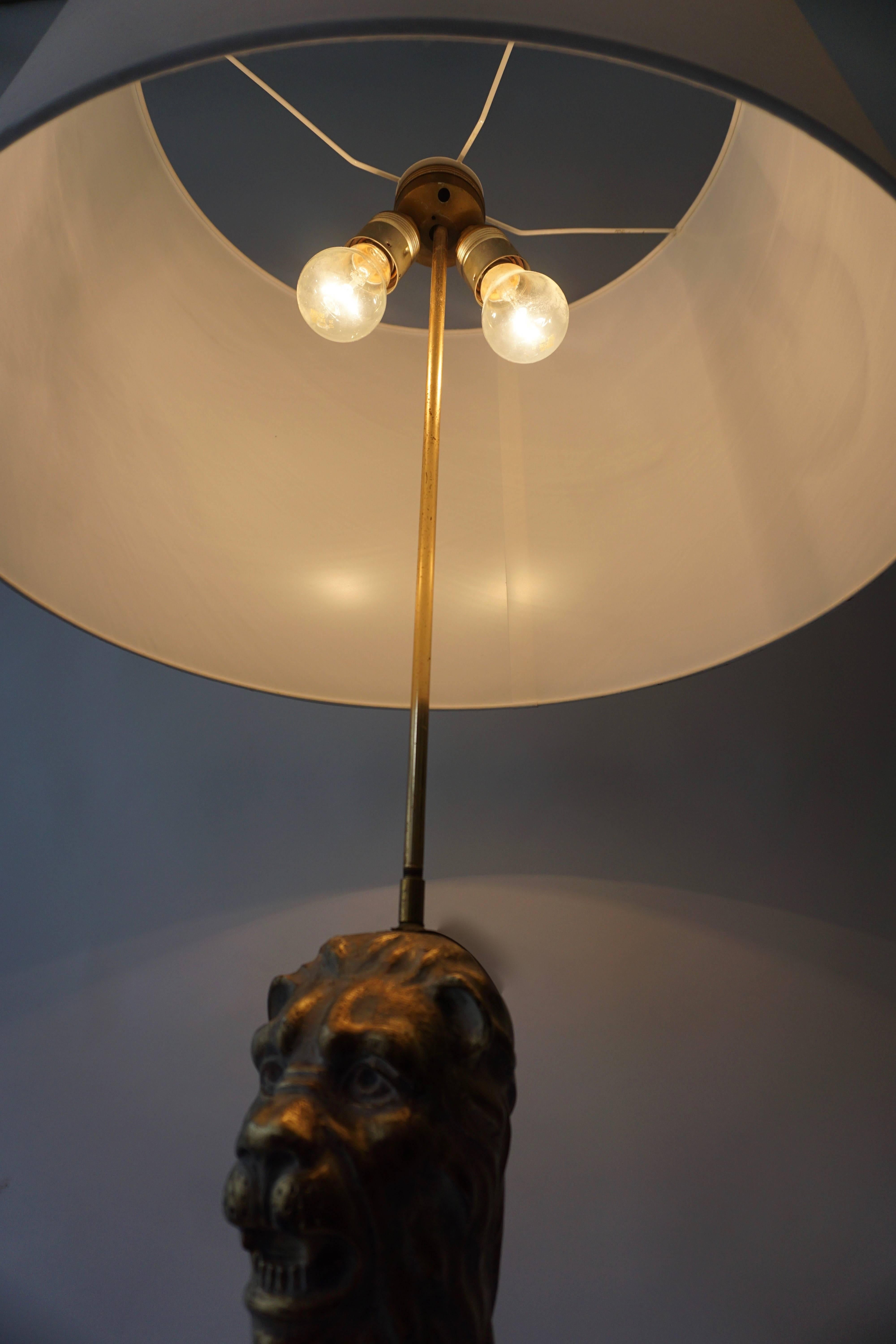 Brass Italian Rococo Venetian Carved Lion Floor Lamp For Sale