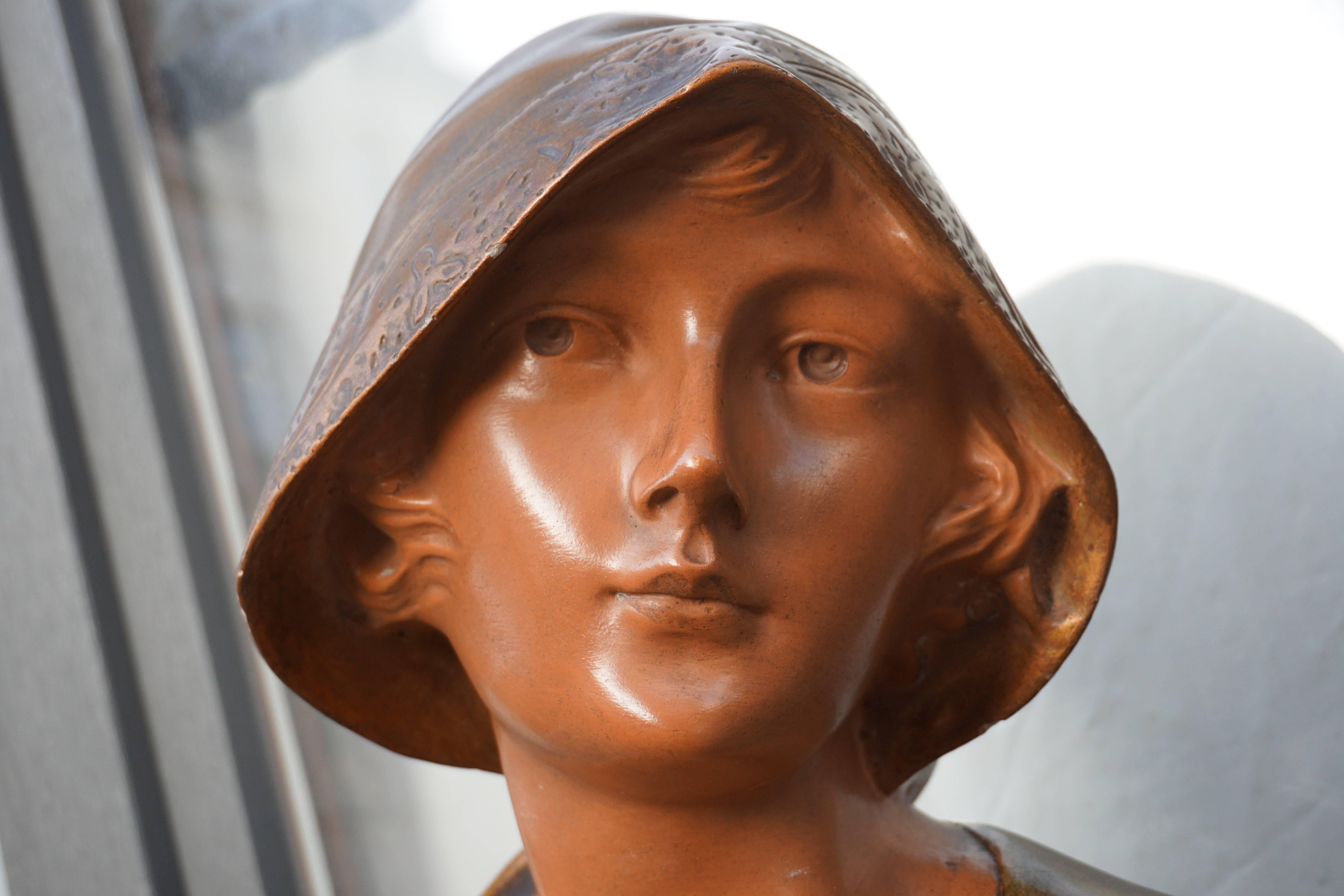 Art Deco Bust of a Woman in Plaster