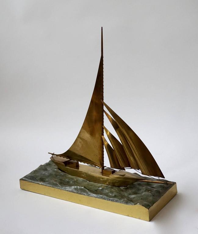 Art Deco Copper Sail Boat at 1stDibs