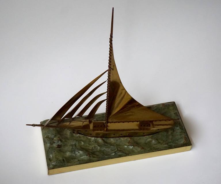 Art Deco Copper Sail Boat at 1stDibs