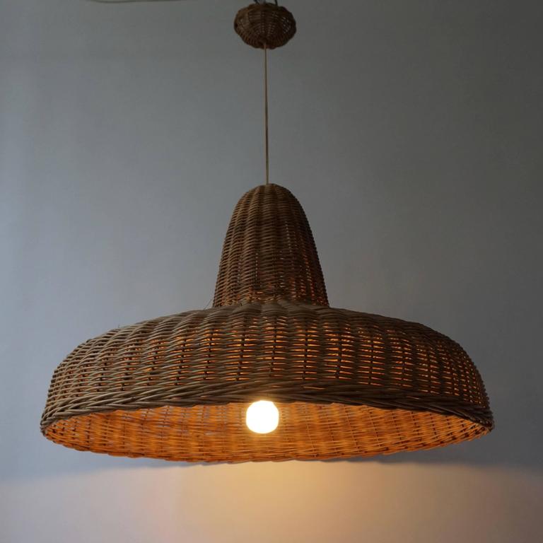 Rattan Pendant Light At 1stdibs Large Rattan Light Fixture Diameter 82 Cm Height 55 Total