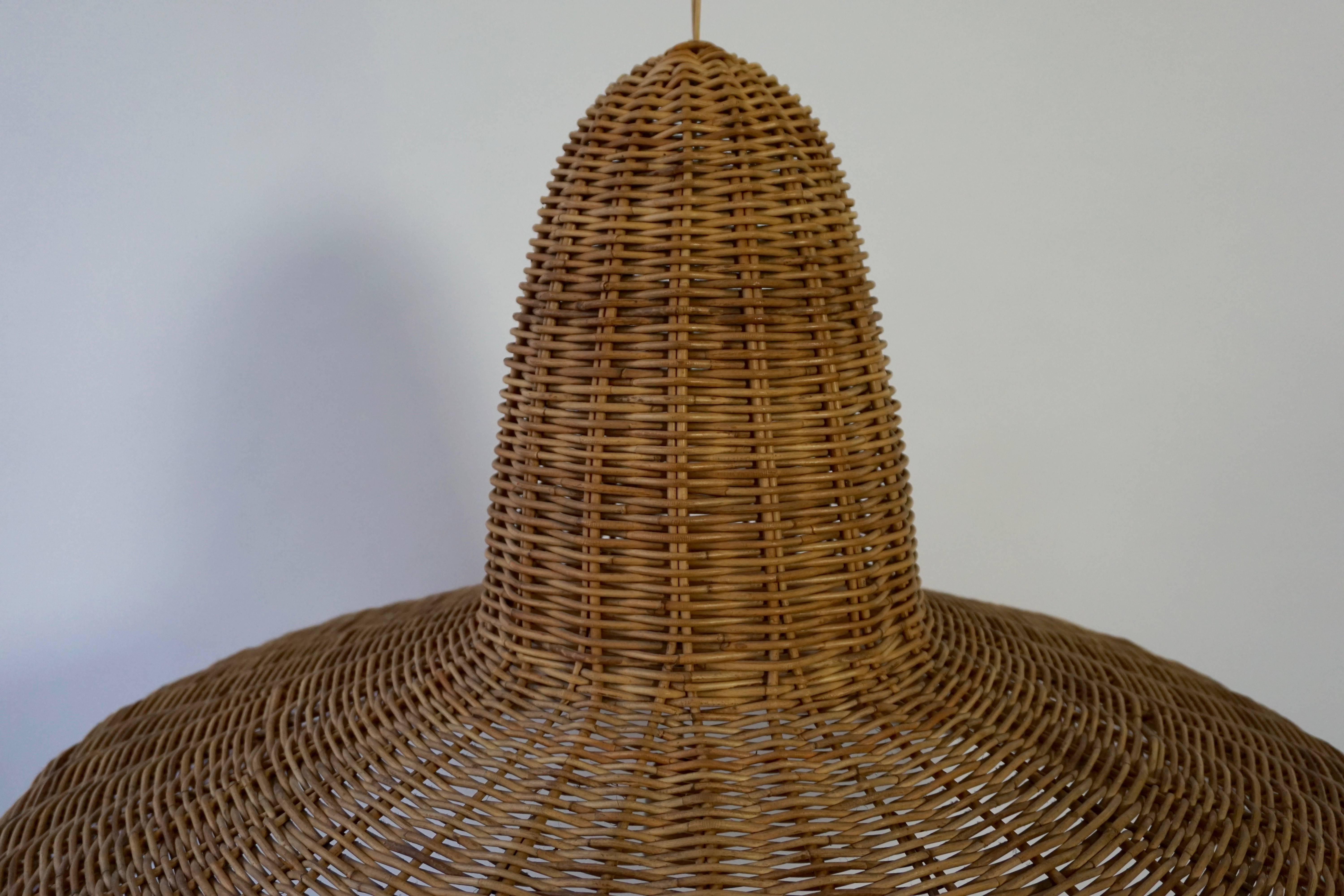 20th Century Rattan Pendant Light